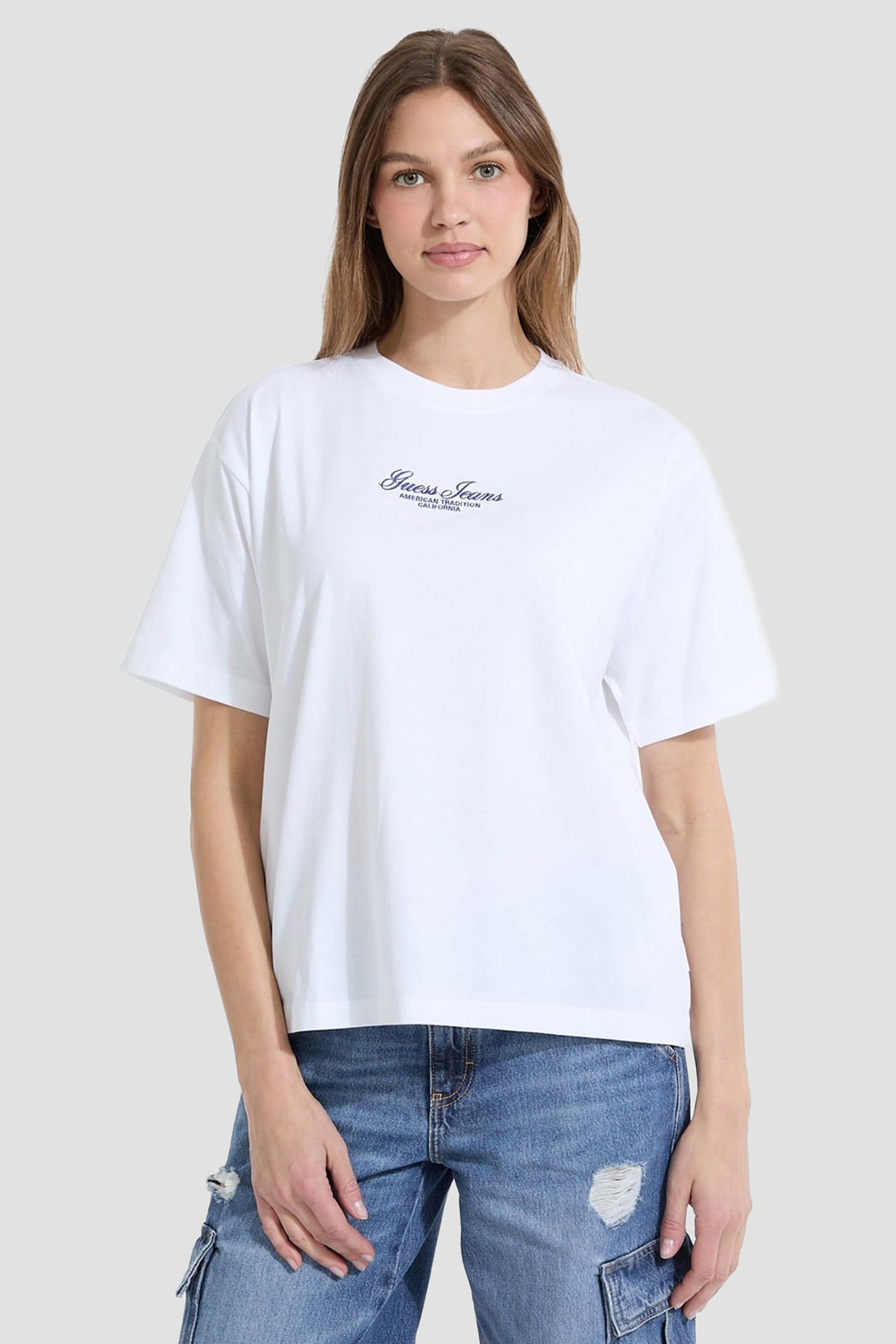 Жіноча біла футболка Guess Jeans W5YI25.K8HM0;G011