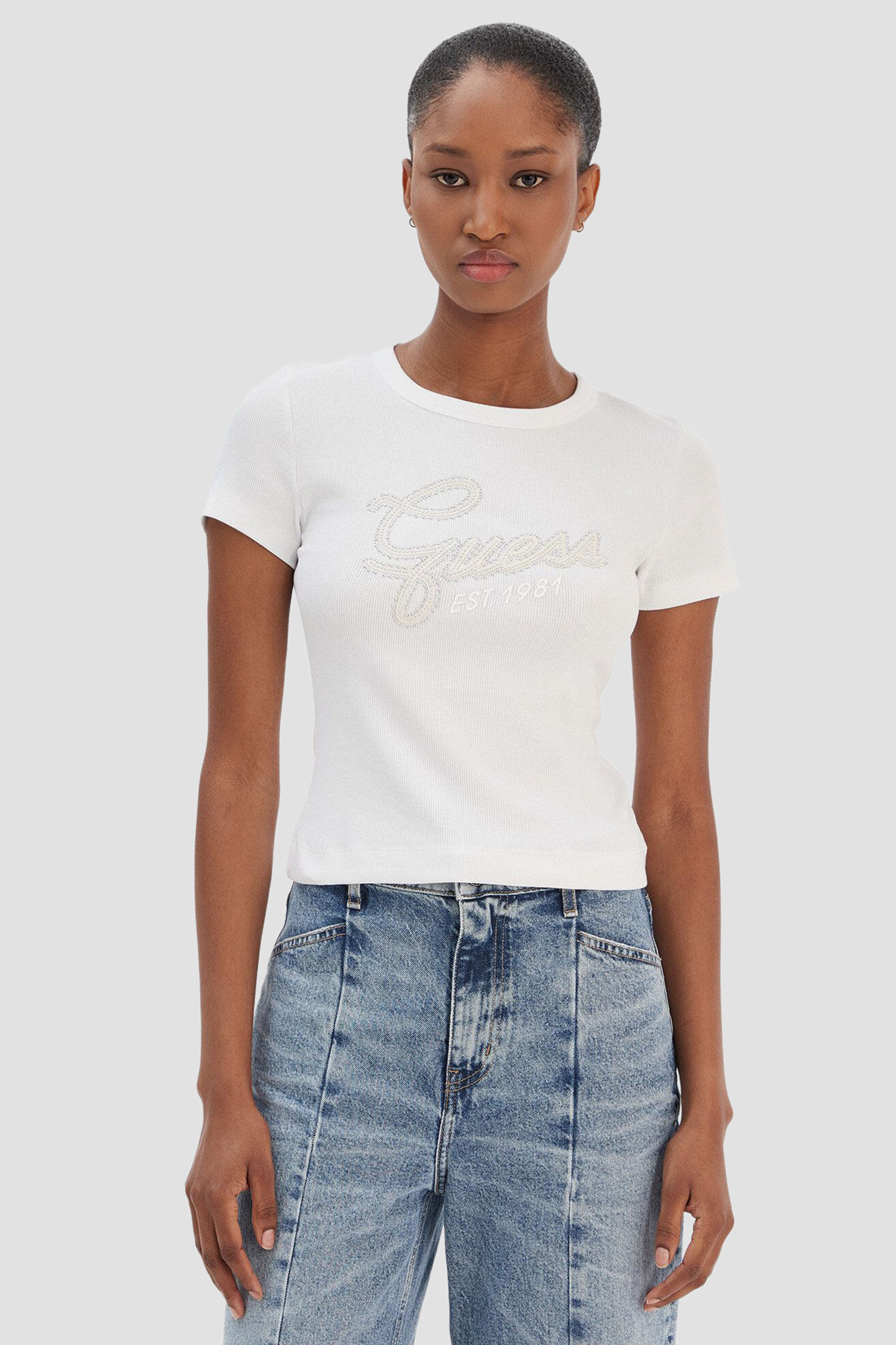 Жіноча біла футболка Guess W6RI22.KA0H1;G011