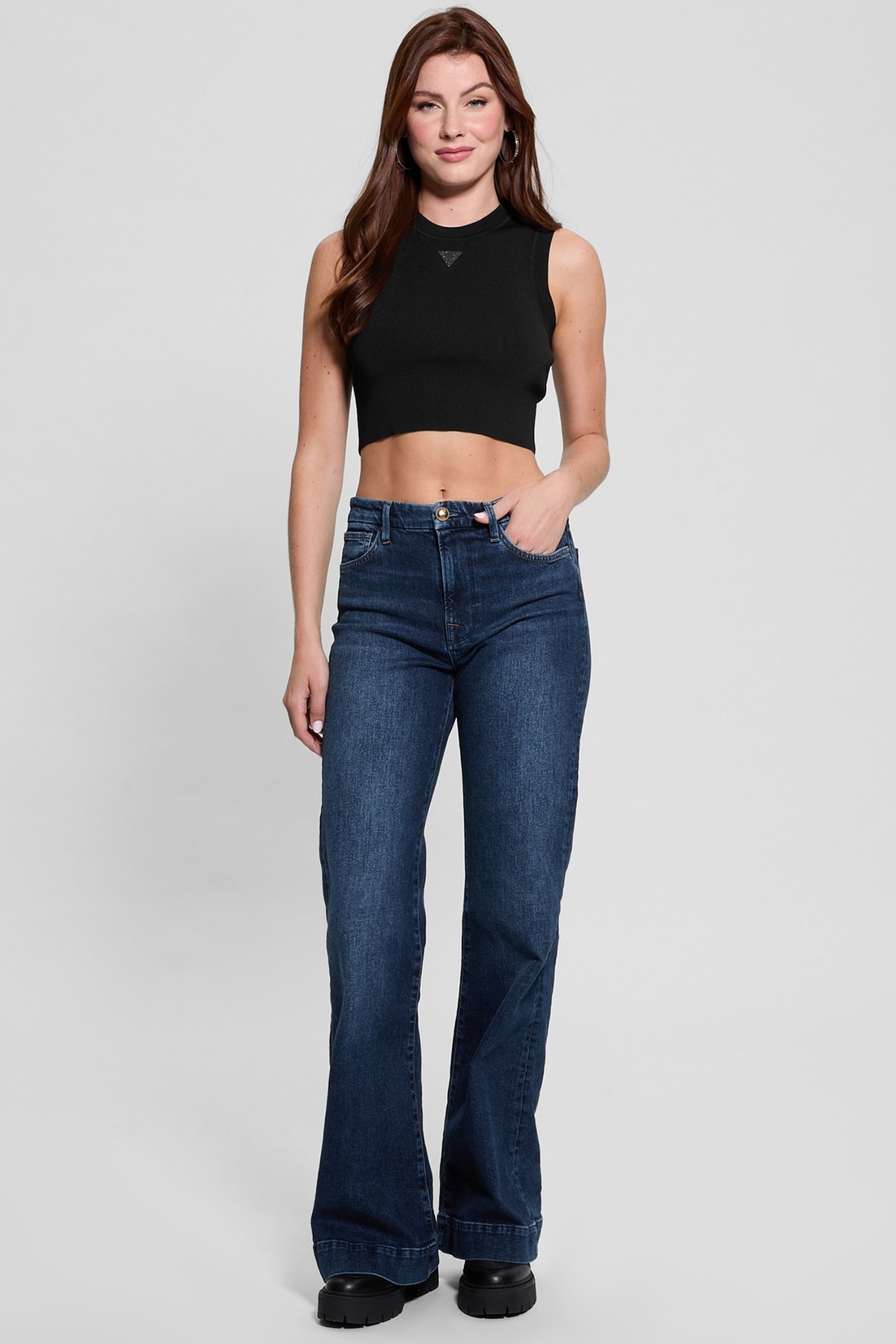 Женский черный топ Guess W4GZ34.Z3F40;JBLK