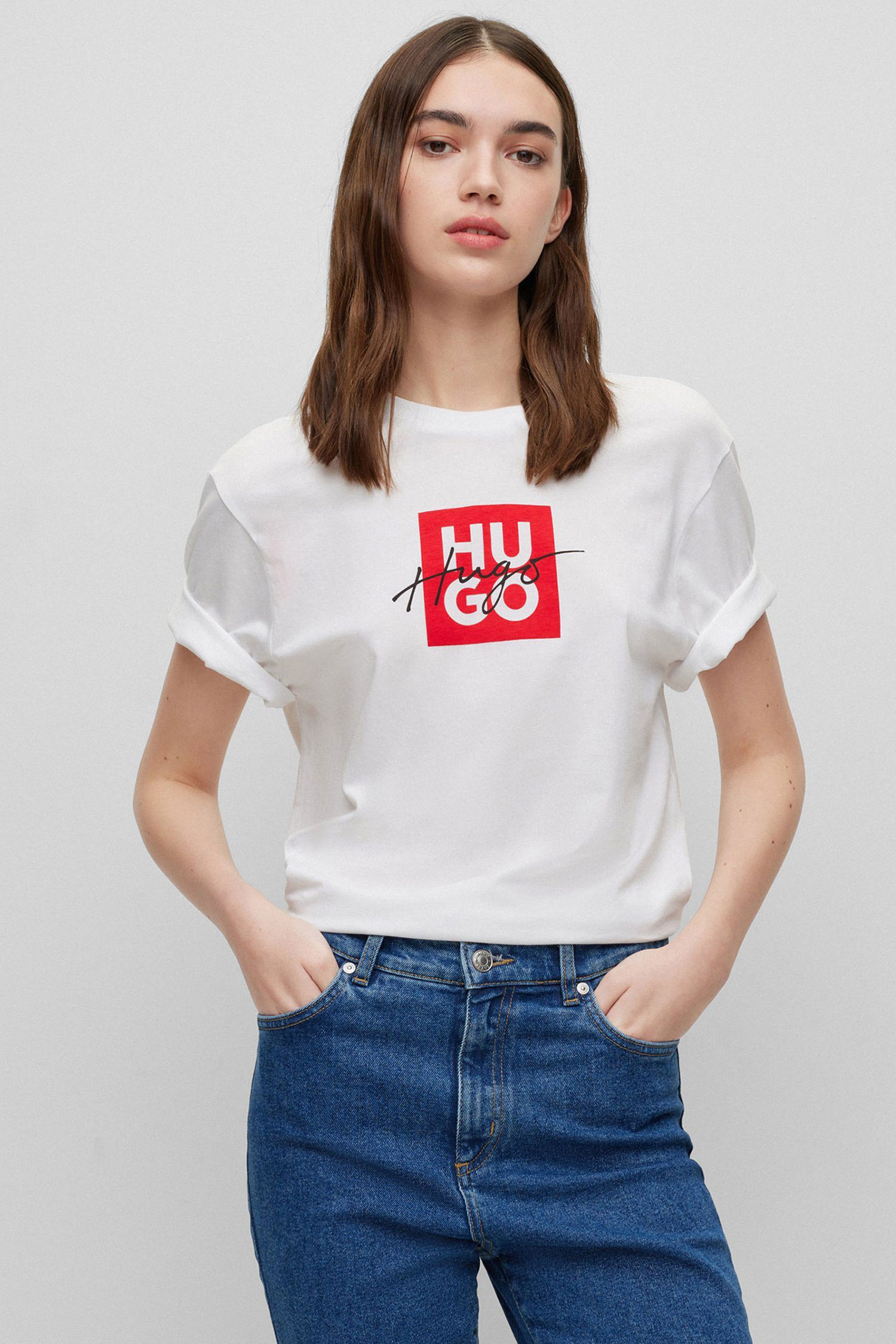 Женская белая футболка HUGO 50485373;100
