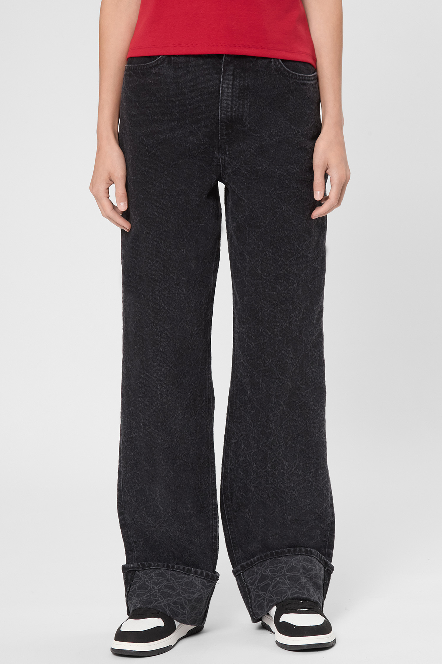 Женские черные джинсы с узором HUGO 50549510;015