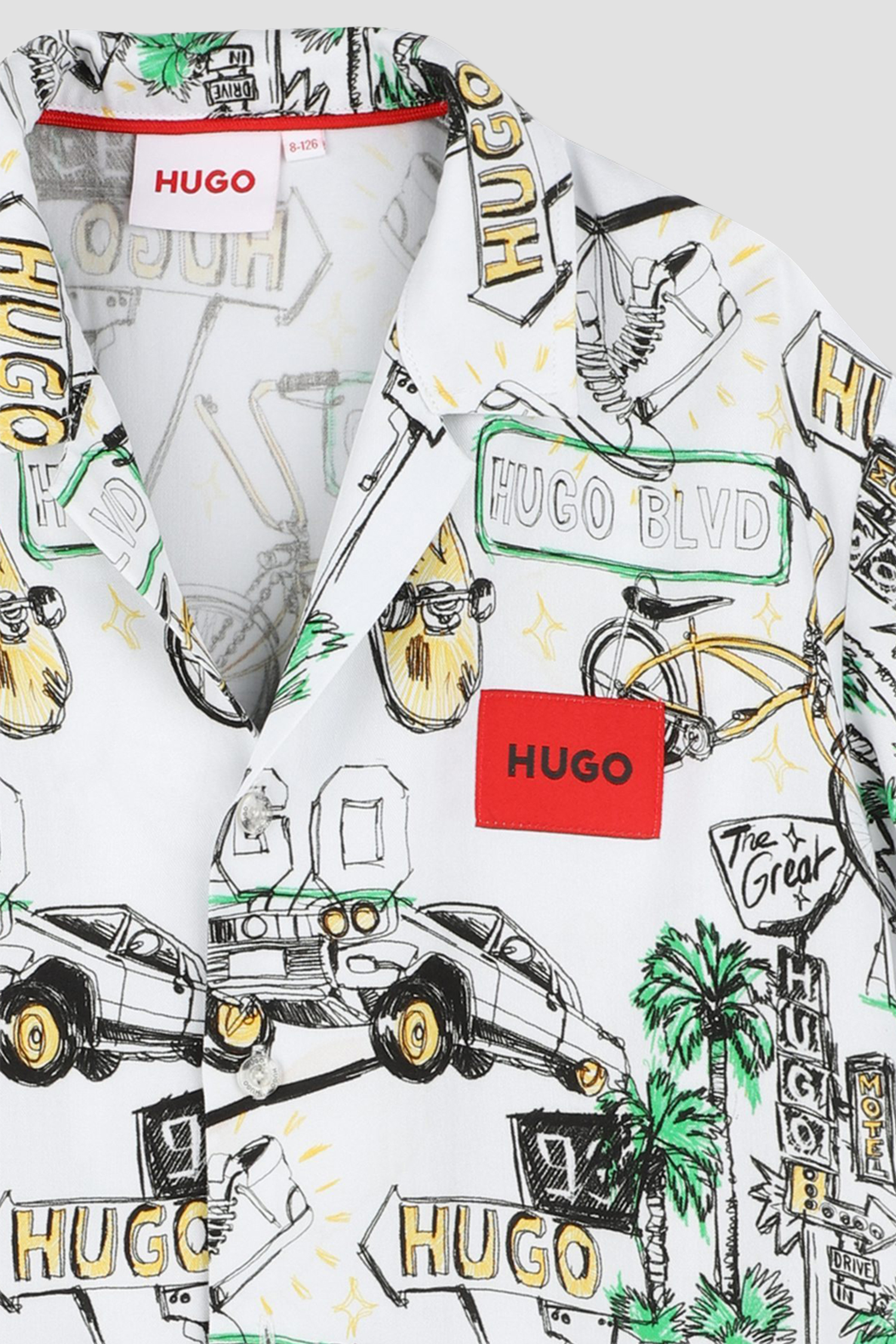 Детская белая рубашка с узором HUGO kids G00347;10P