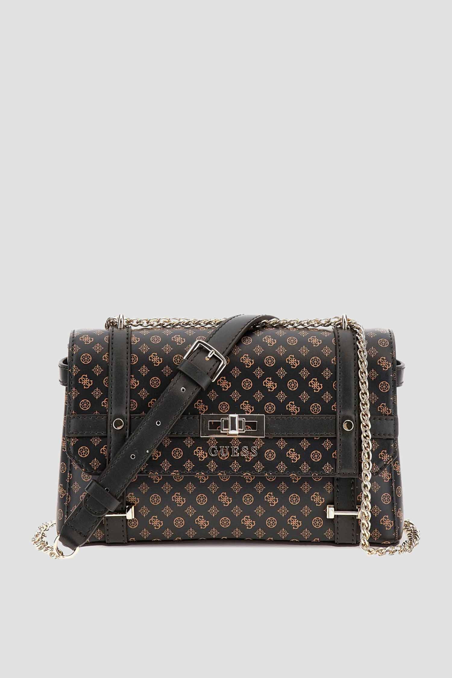 Жіноча темно-коричнева сумка з візерунком Guess HWPS88.62210;MLO