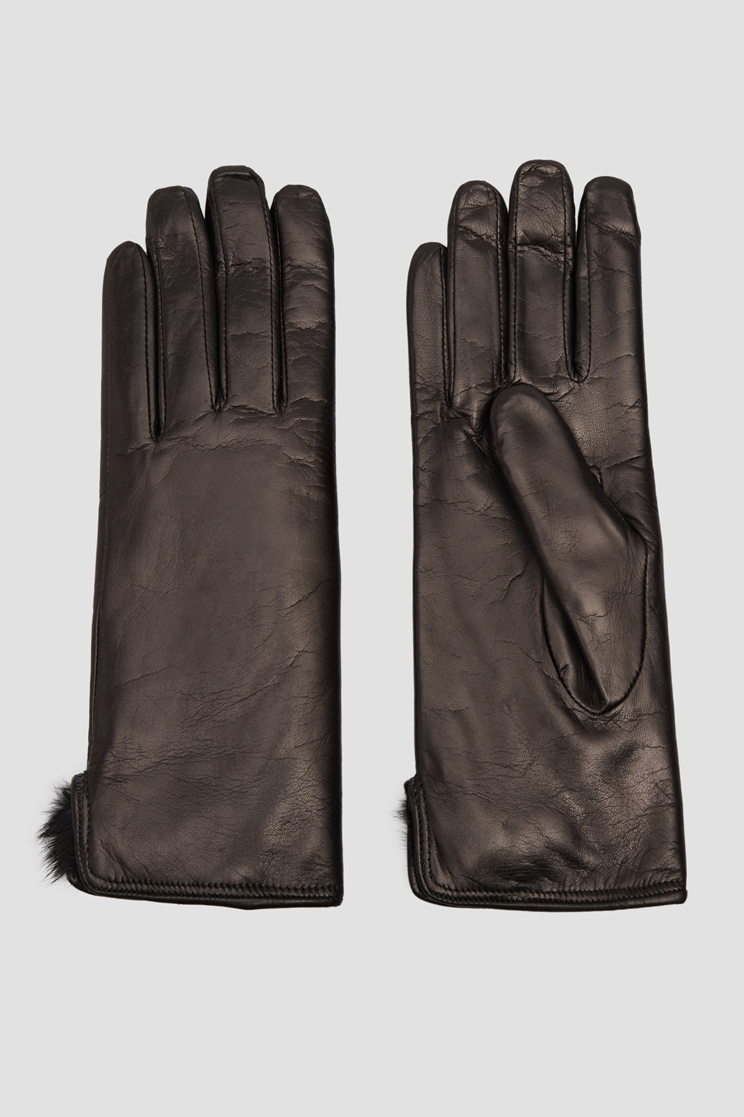 Женские черные кожаные перчатки Baldinini F3B032XXNAPT;0000
