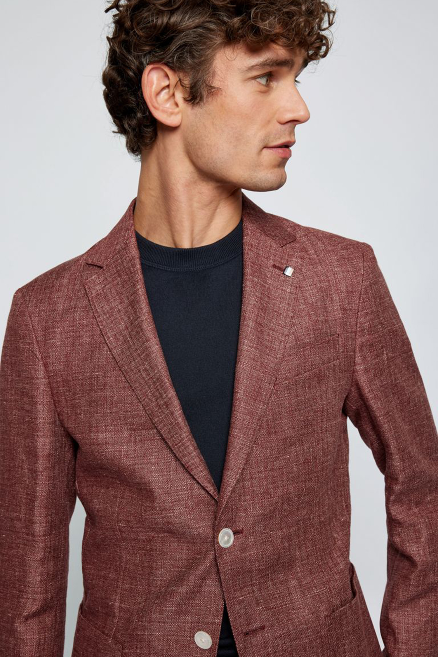 Мужской бордовый льняной пиджак BOSS 50468919;606