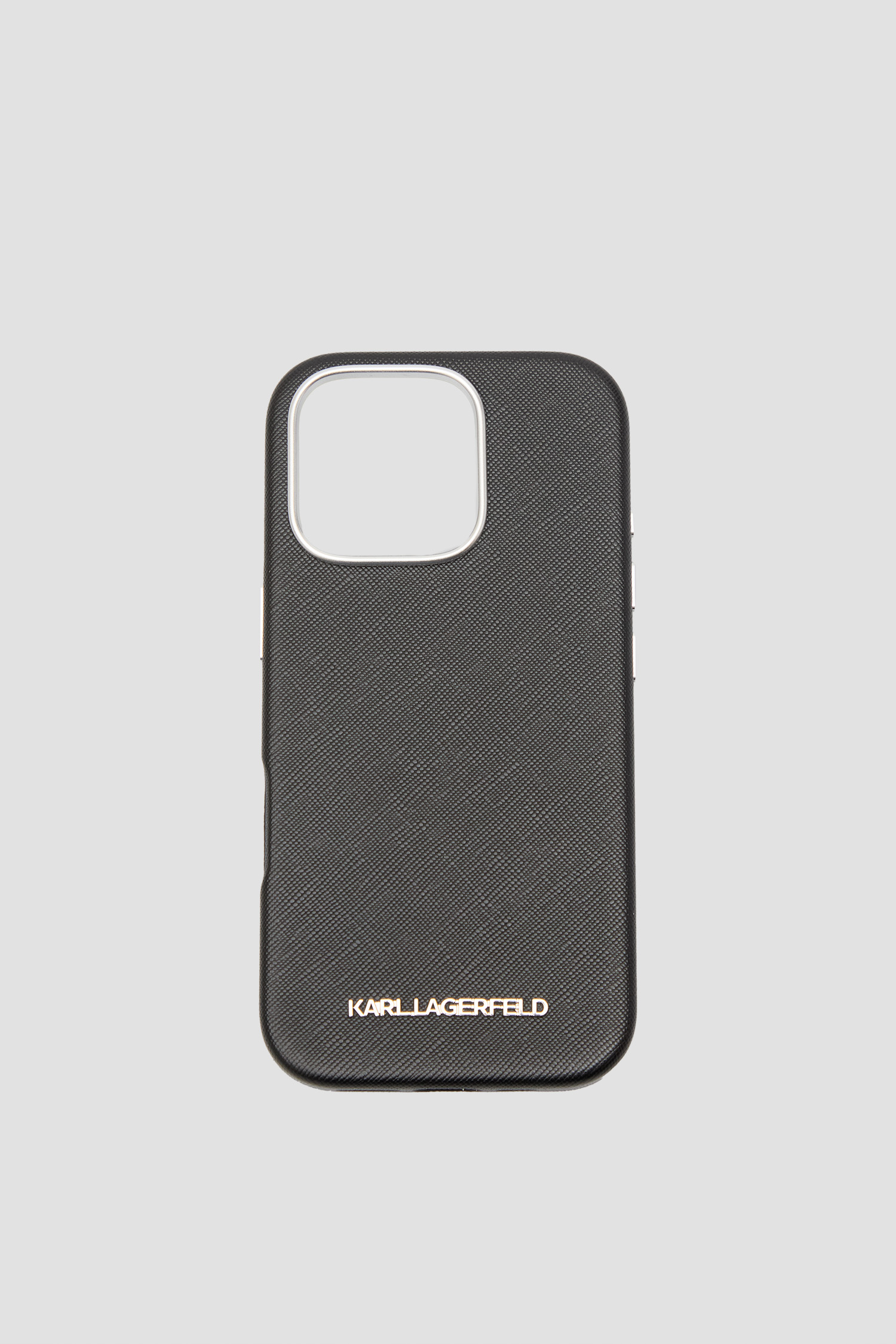 Чоловічий чорний чохол для телефону iPhone 16 Pro Karl Lagerfeld KLHMP16LPSAFWMCK;BLACK