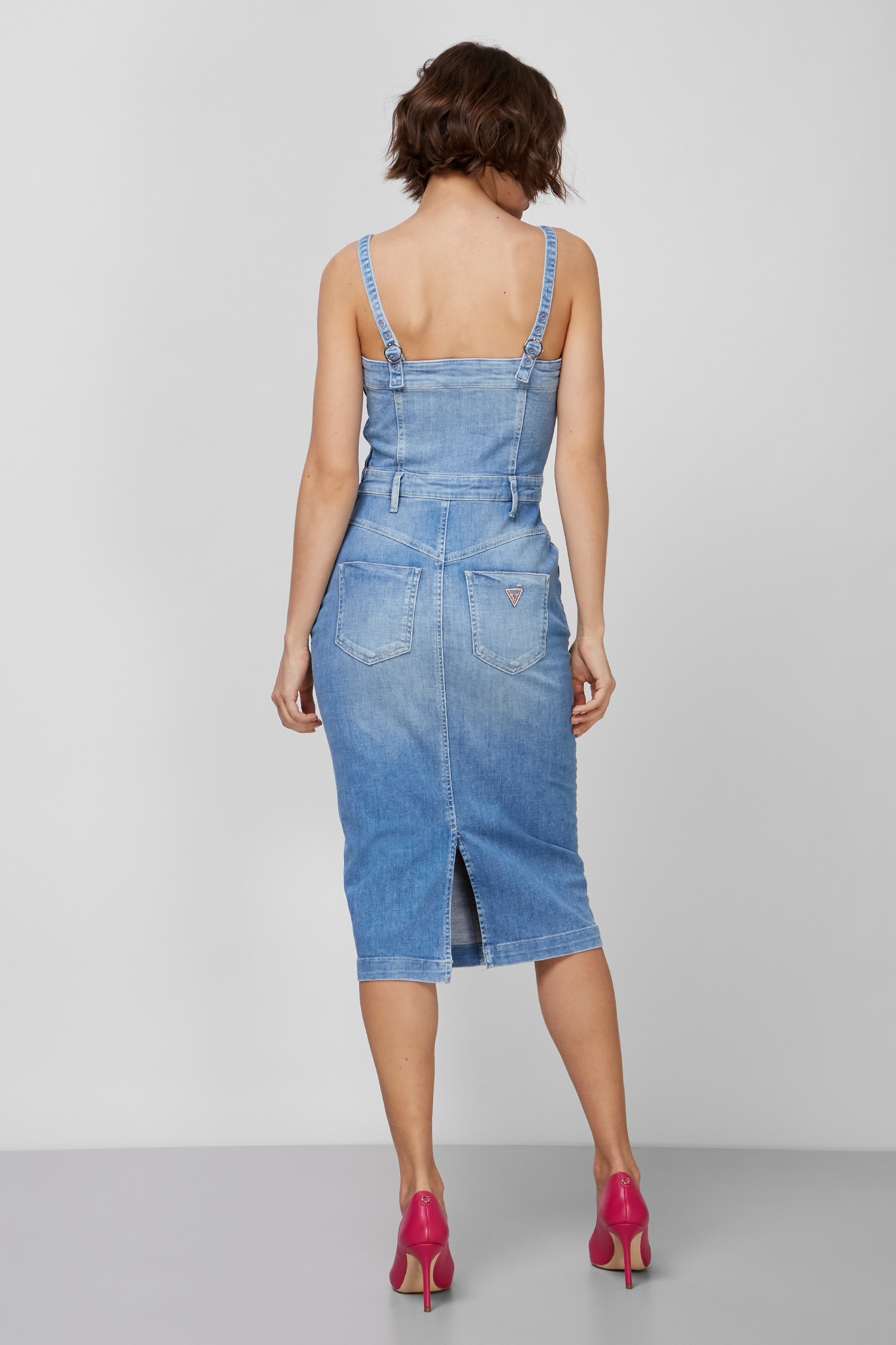 Жіночий блакитний джинсовий сарафан Guess W1GK19.D3ZT7;POIP