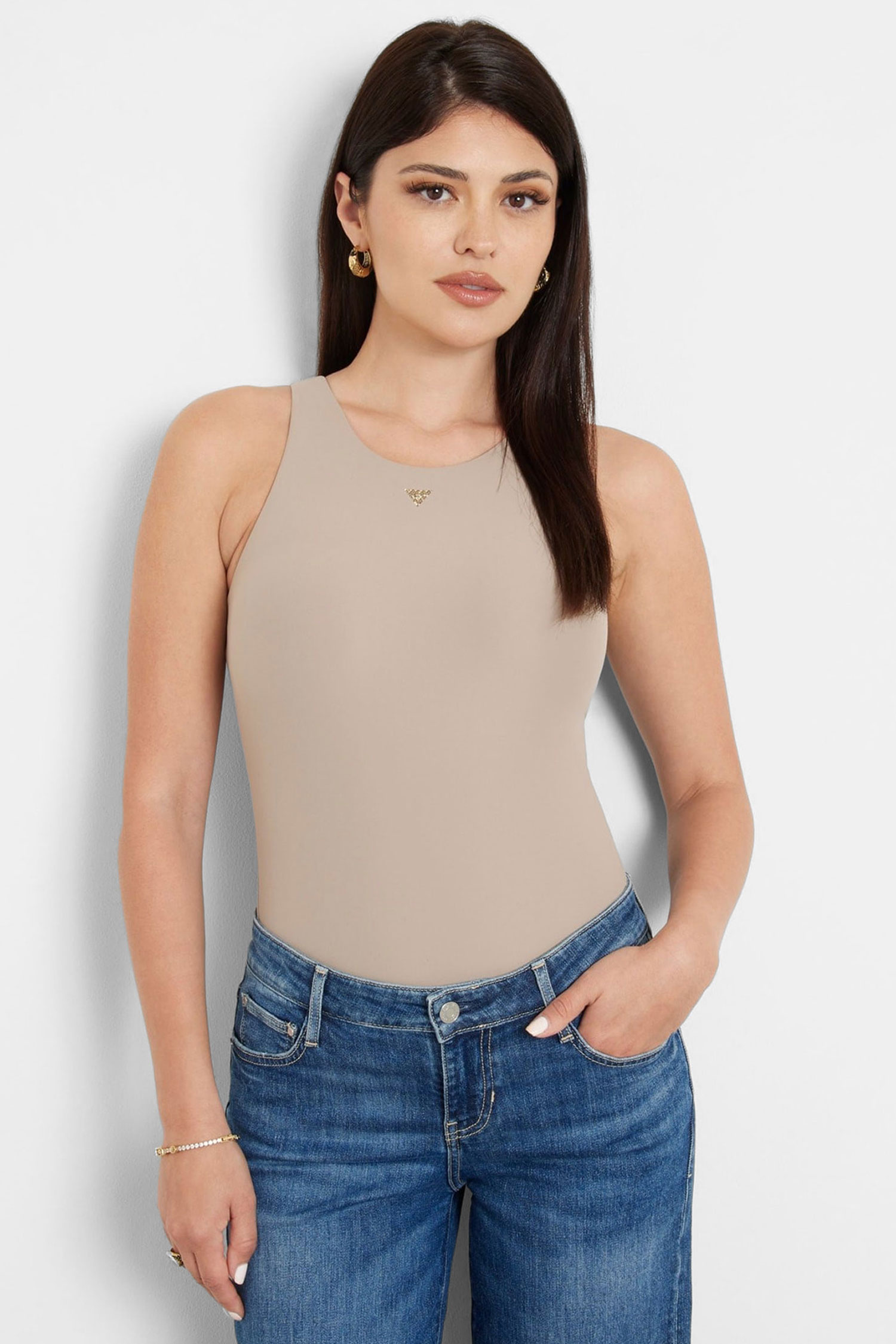 Женское бежевое боди Guess W4YP46.KCDE0;G1E5