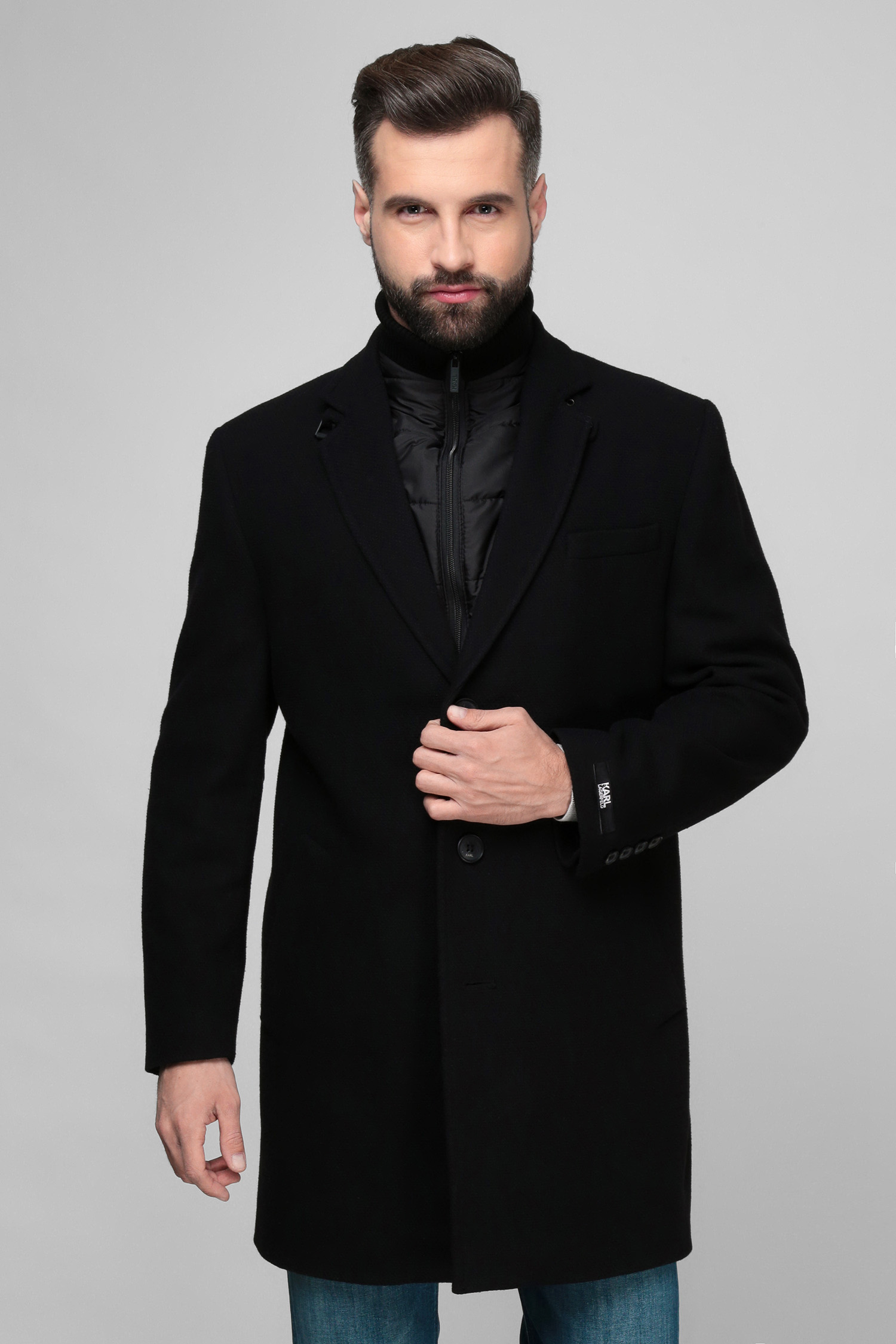 Мужское черное пальто Karl Lagerfeld 512704.455704;990