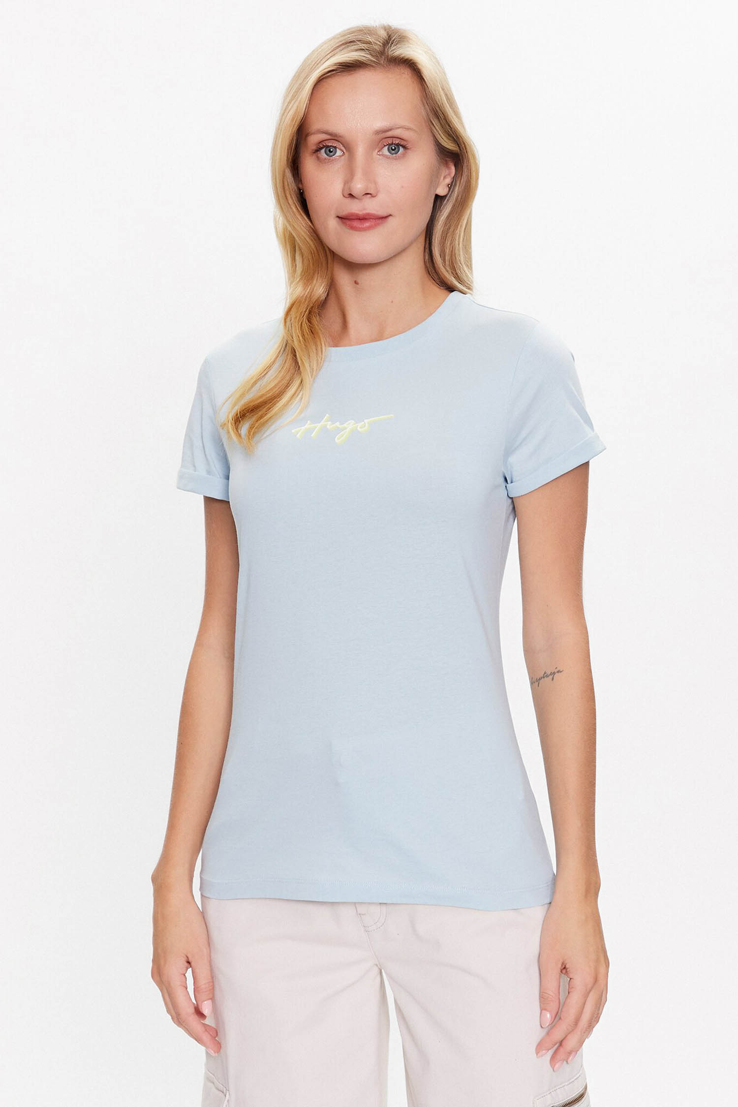Женская голубая футболка HUGO 50486327;451