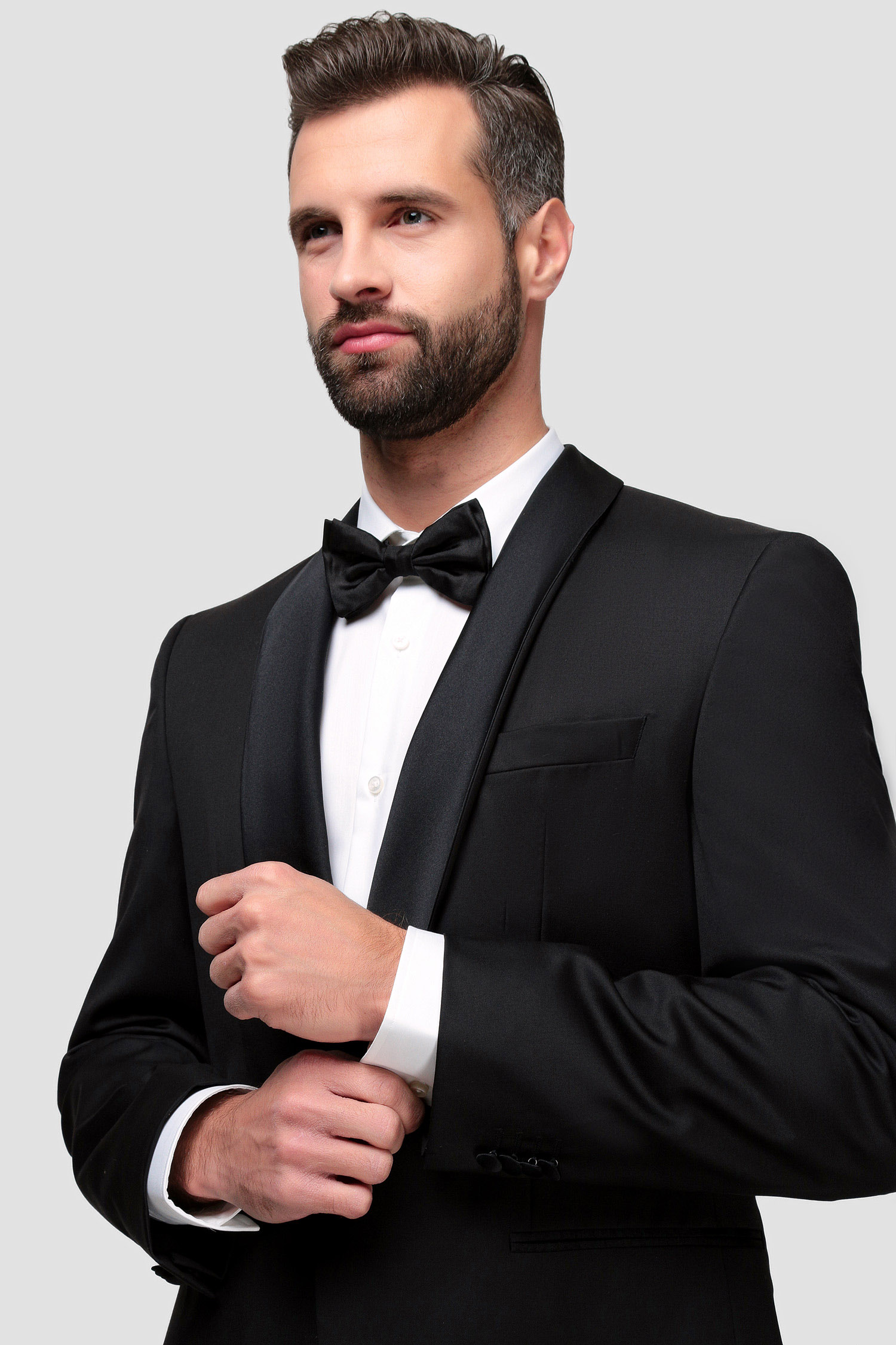 Чоловічий чорний вовняний костюм (піджак, брюки) BOSS 50379909К;001