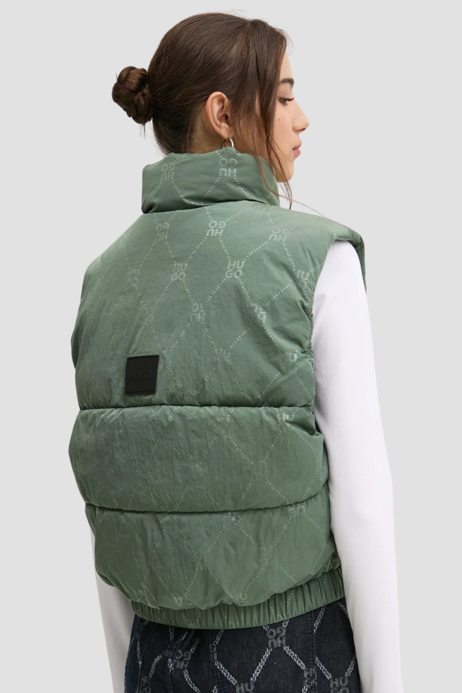 Женский зеленый жилет с узором HUGO 50529347;973