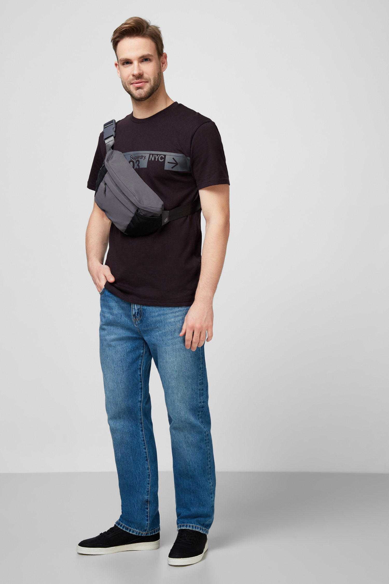 Мужская черная футболка SuperDry M1010343A;EGP