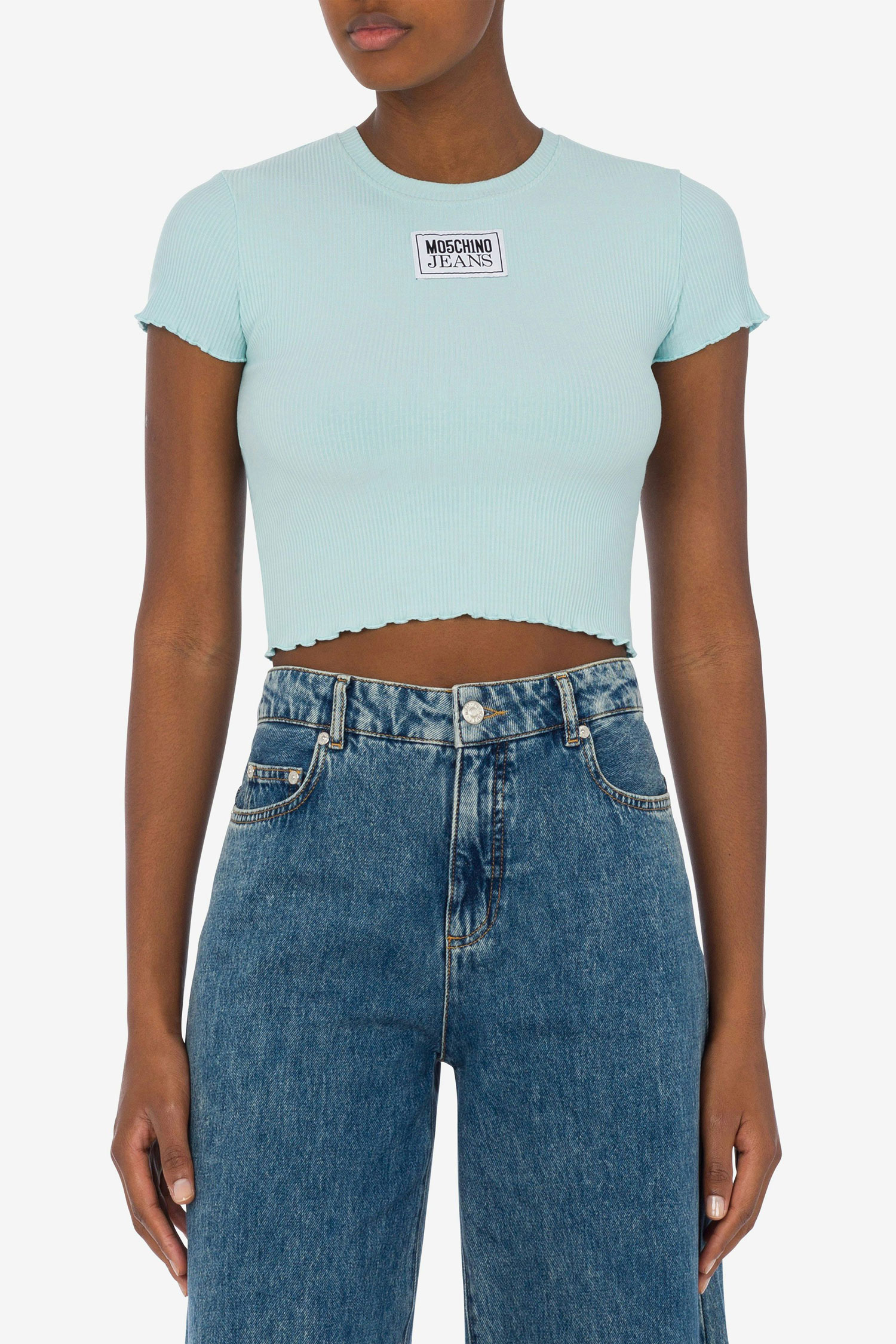 Женский голубой топ Moschino A1204.3759;0332