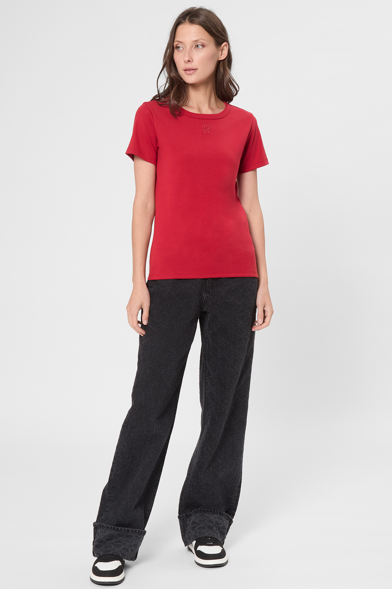 Женские черные джинсы с узором HUGO 50549510;015