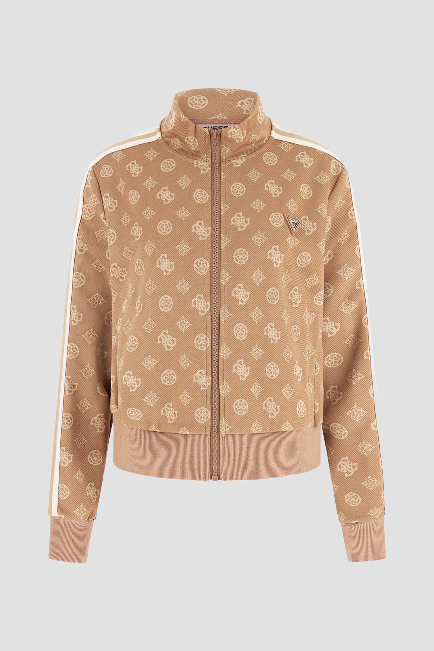 Жіноча бежева спортивна кофта з візерунком Guess V5YQ07.K0282;FNDS