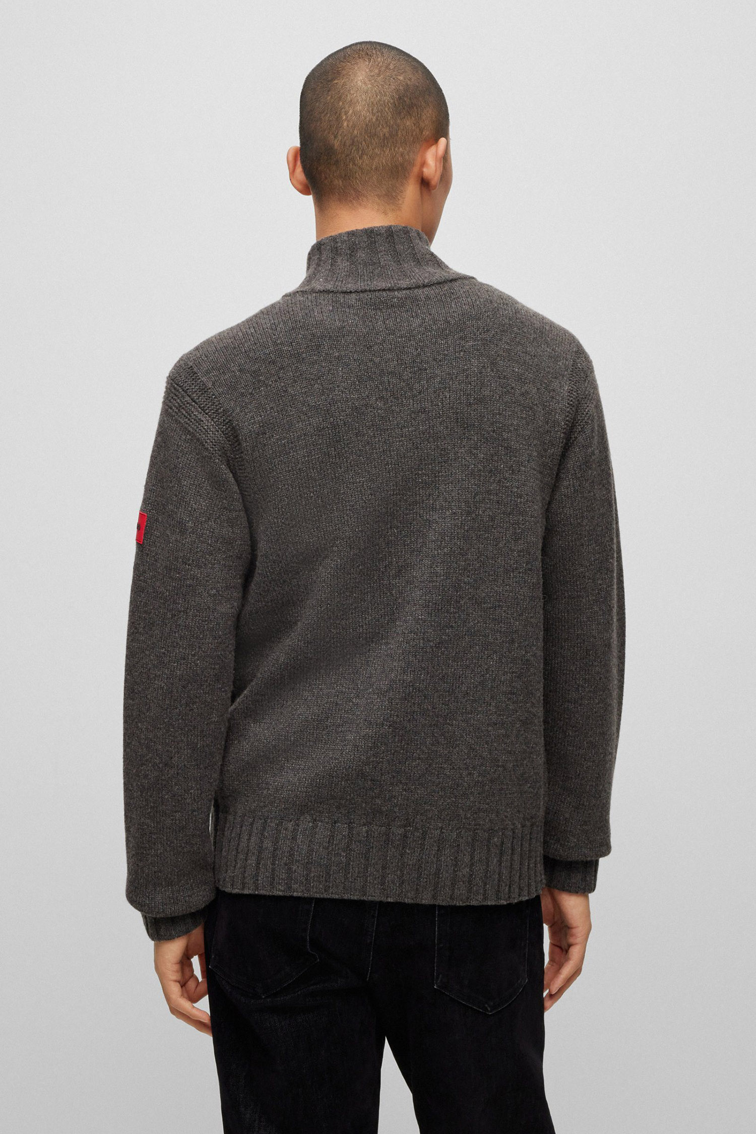 Чоловічий сірий вовняний светр на блискавці HUGO 50500032;023