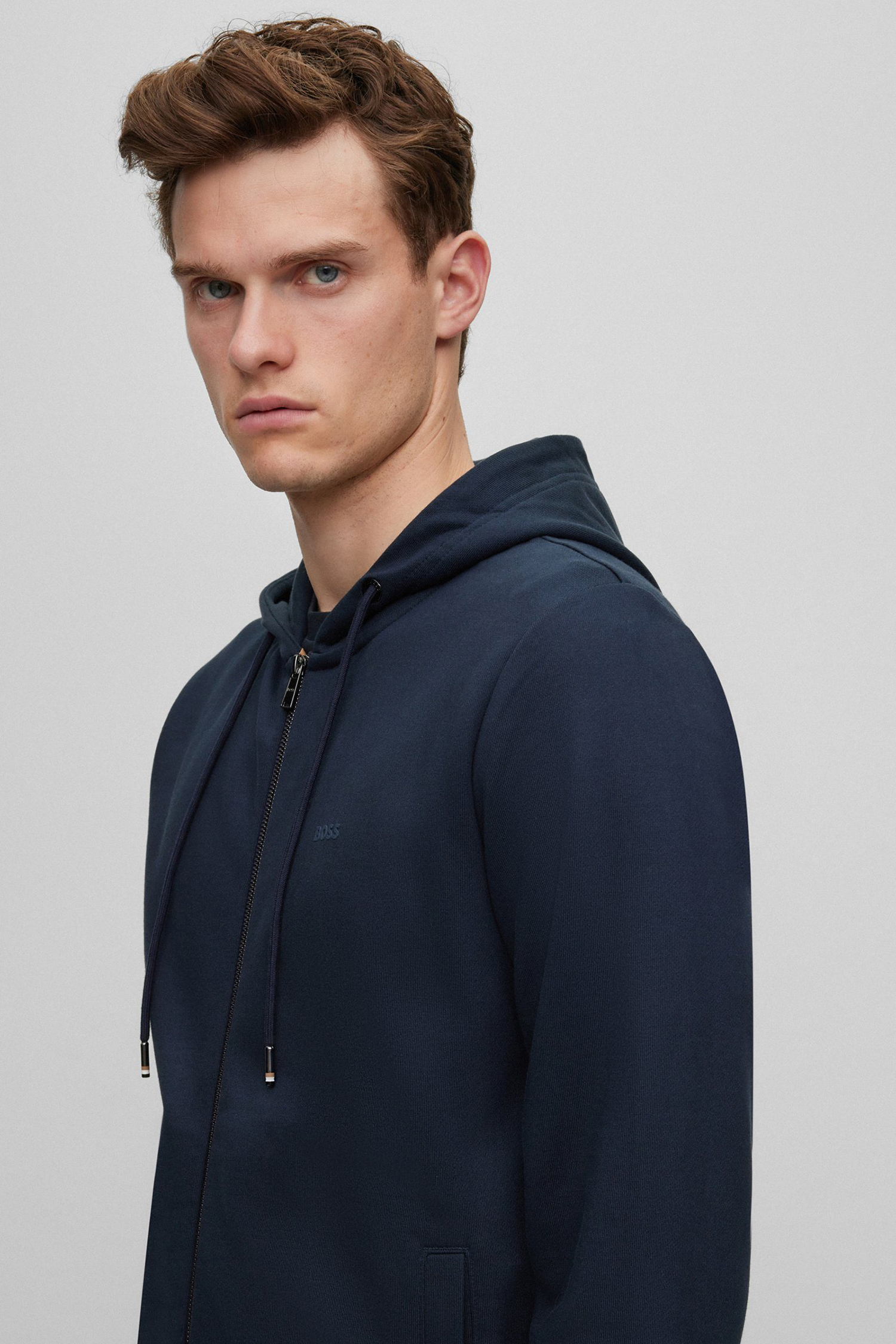 Чоловіча темно-синя кофта на блискавці BOSS 50471960;404