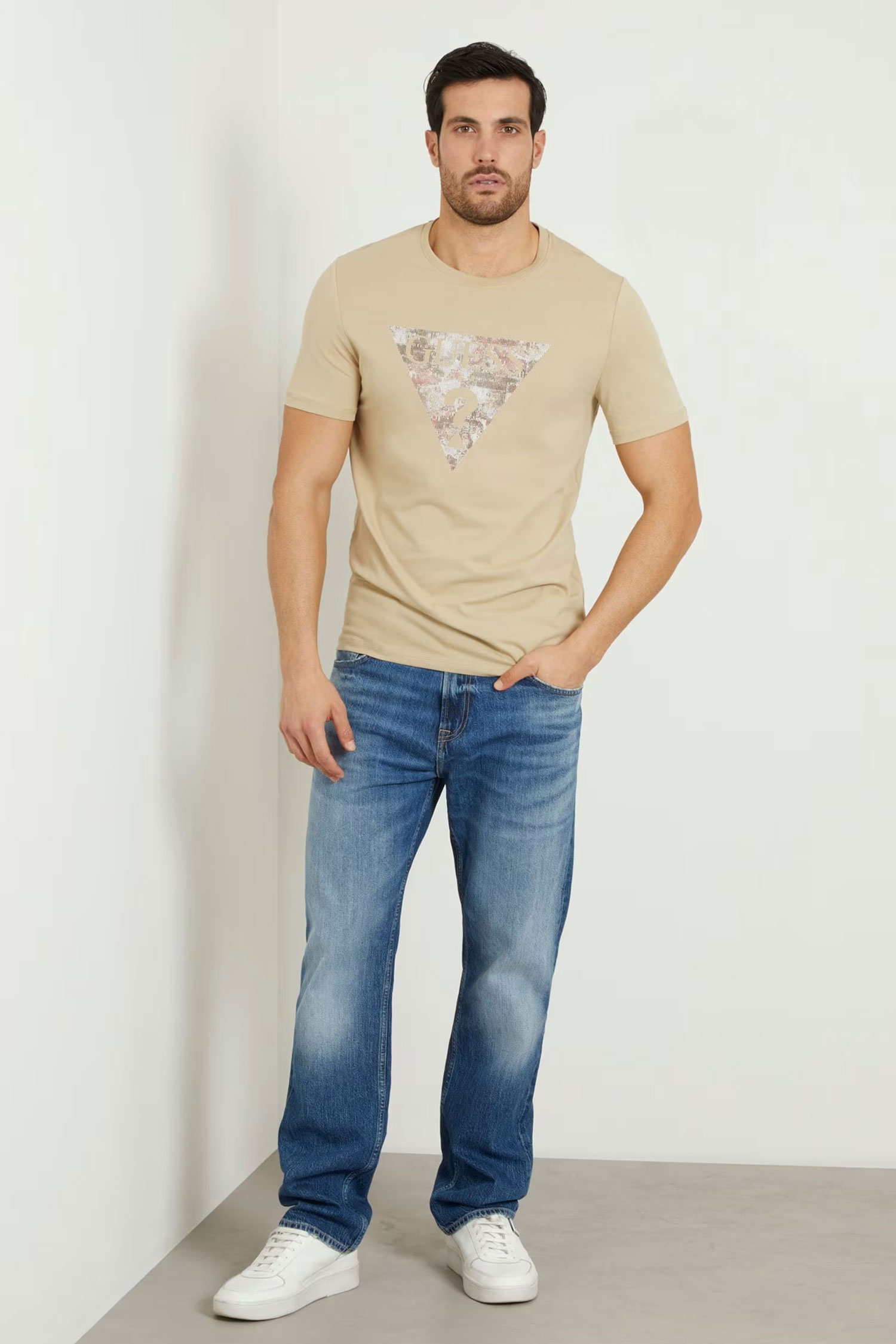Мужская бежевая футболка Guess M4RI29.J1314;G8DK