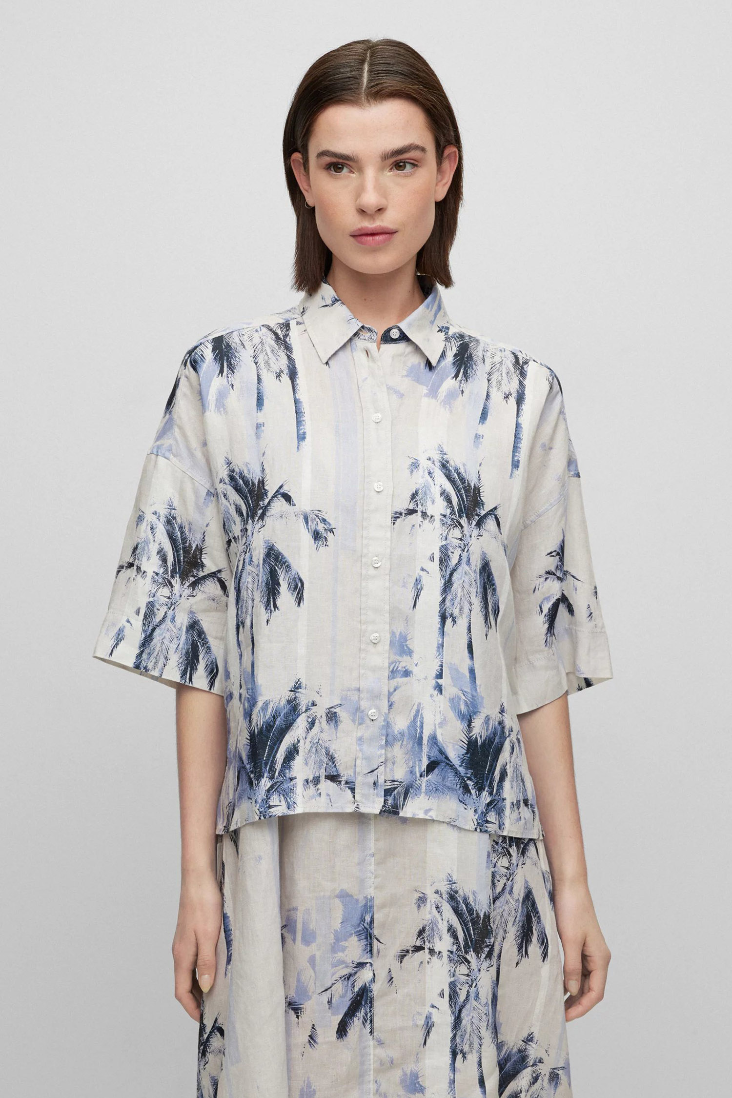 Женская льняная рубашка с узором BOSS 50489951;975