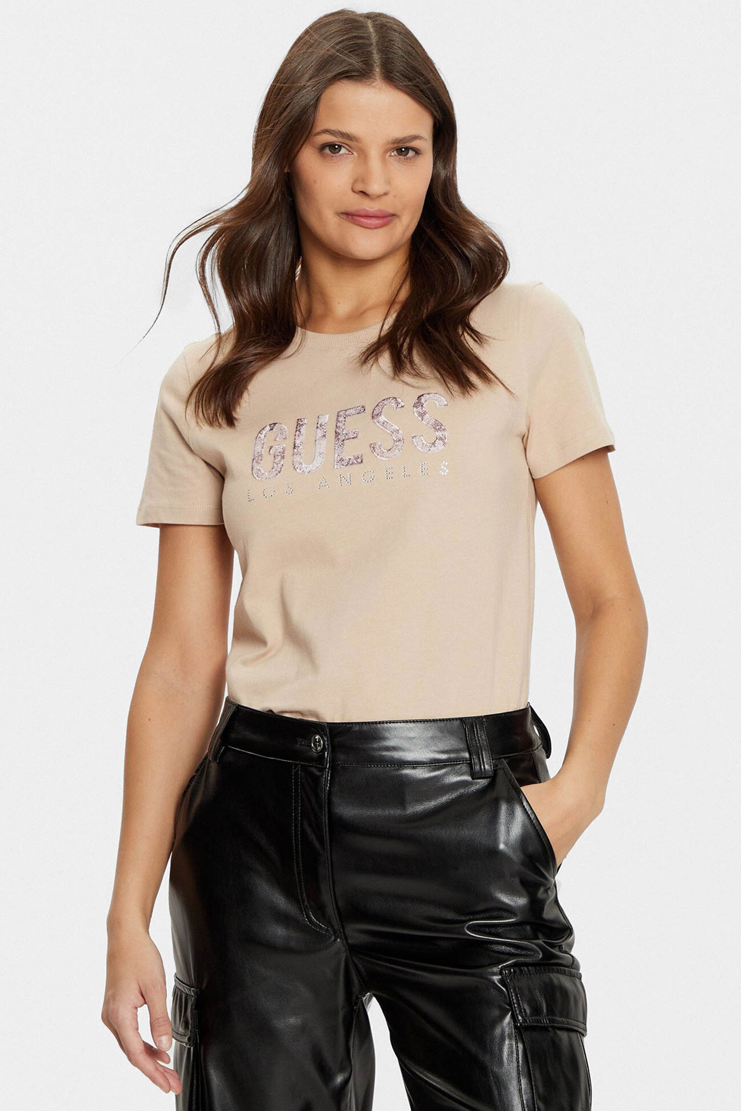 Жіноча бежева футболка Guess W5RI19.I3Z14;A90F