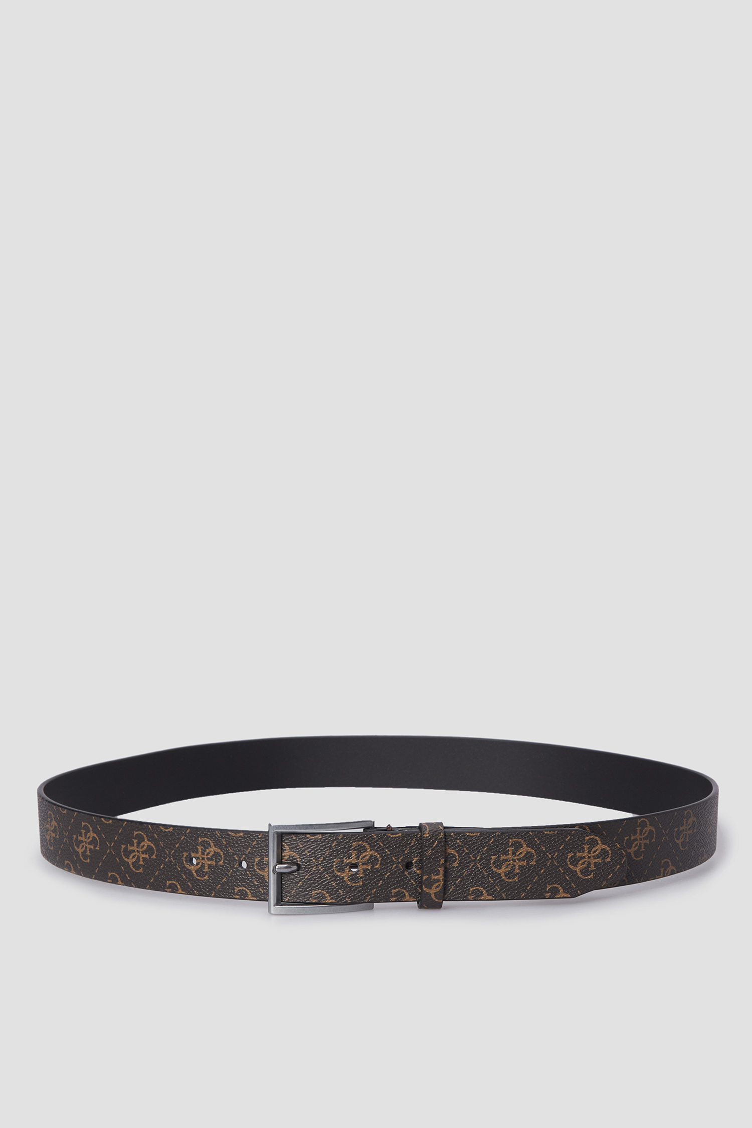 Чоловічий темно-коричневий шкіряний ремінь з візерунком Guess BM7781.P3435;BNH