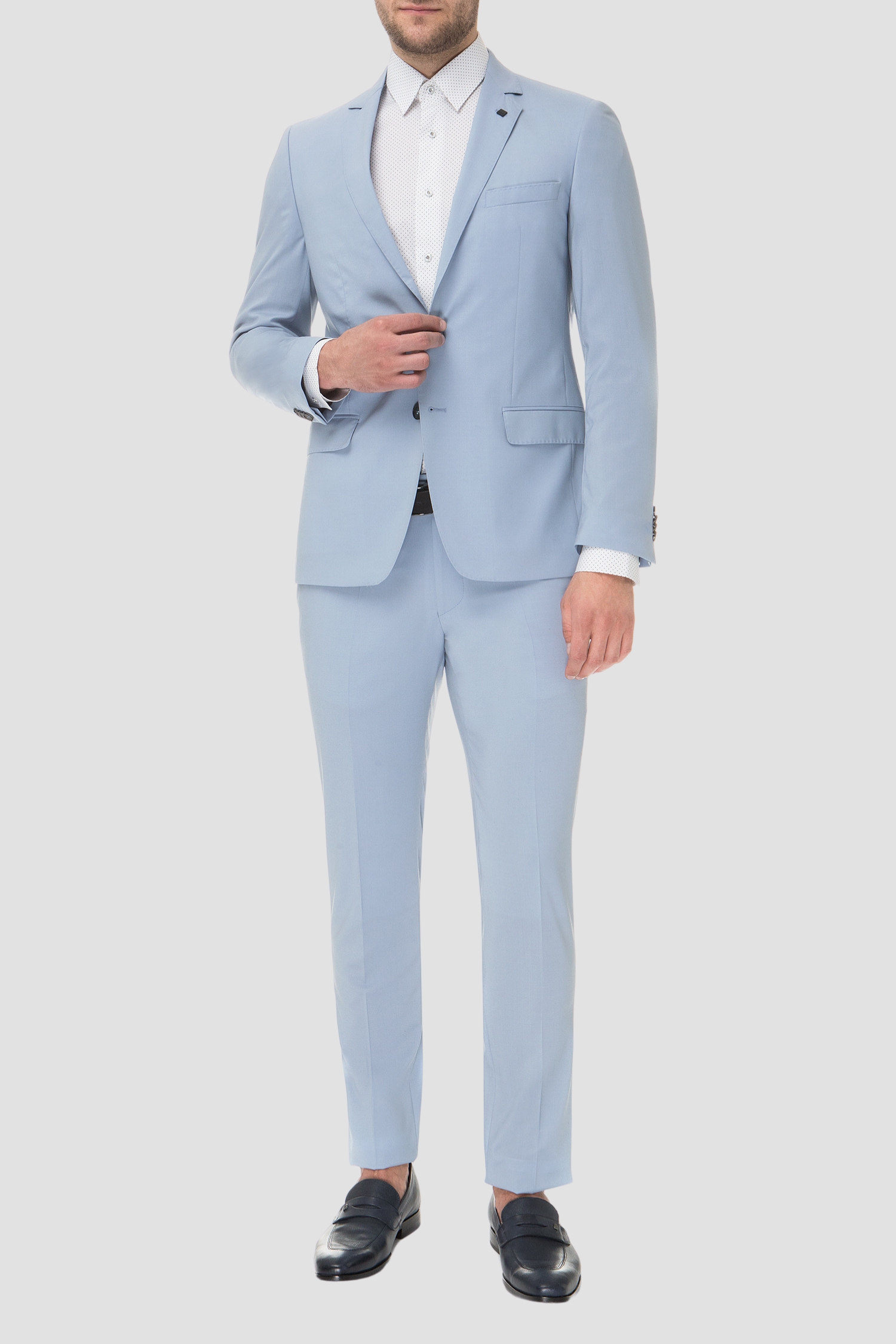 Мужской голубой шерстяной костюм (пиджак, брюки) Karl Lagerfeld 591045.105200;620