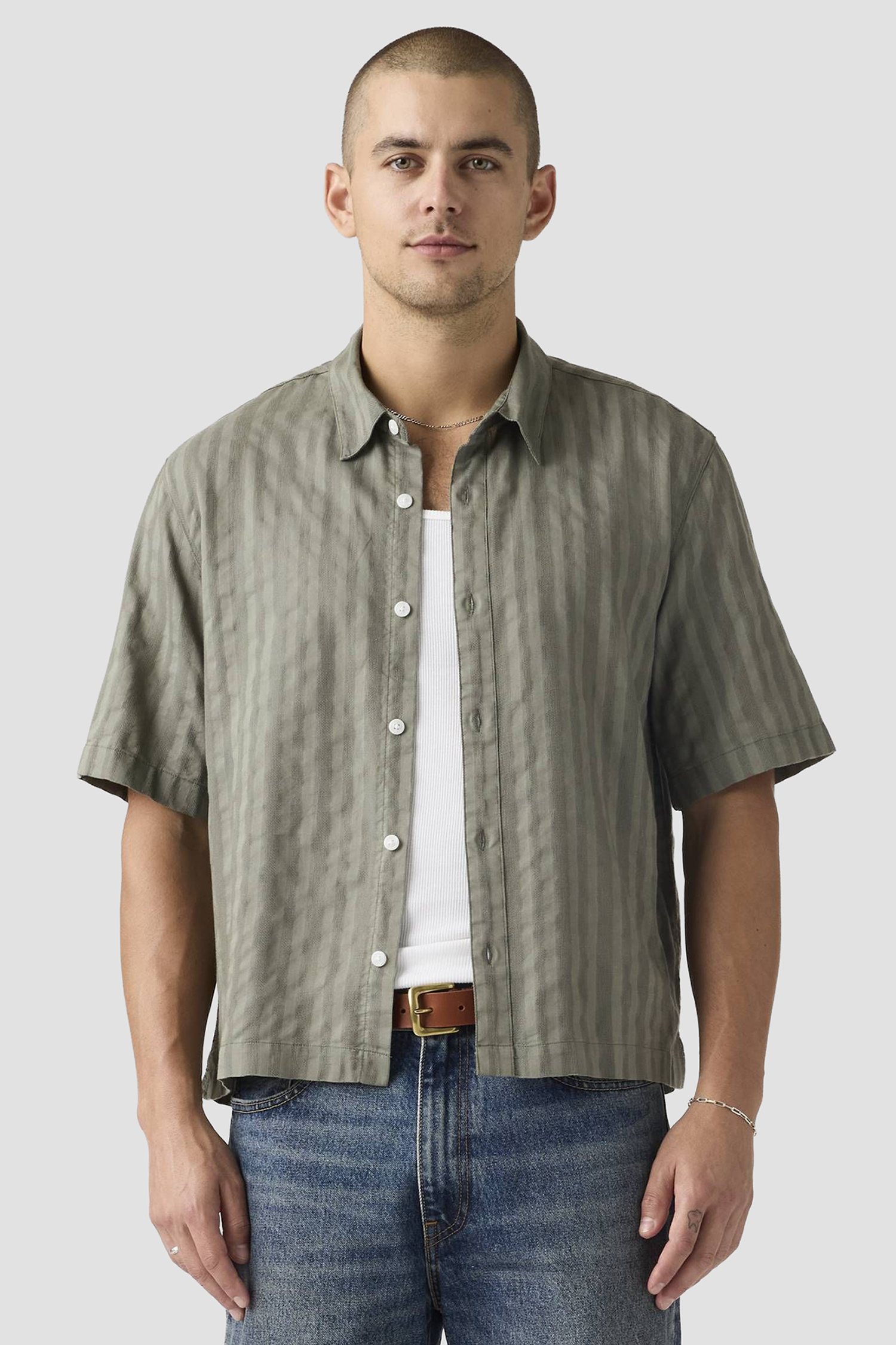 Чоловіча оливкова сорочка у смужку Levi’s® 005GH;0002