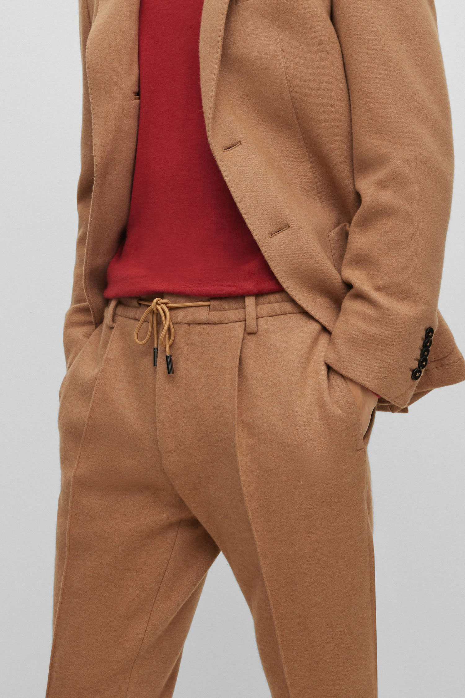 Мужские бежевые шерстяные брюки BOSS 50502376;260