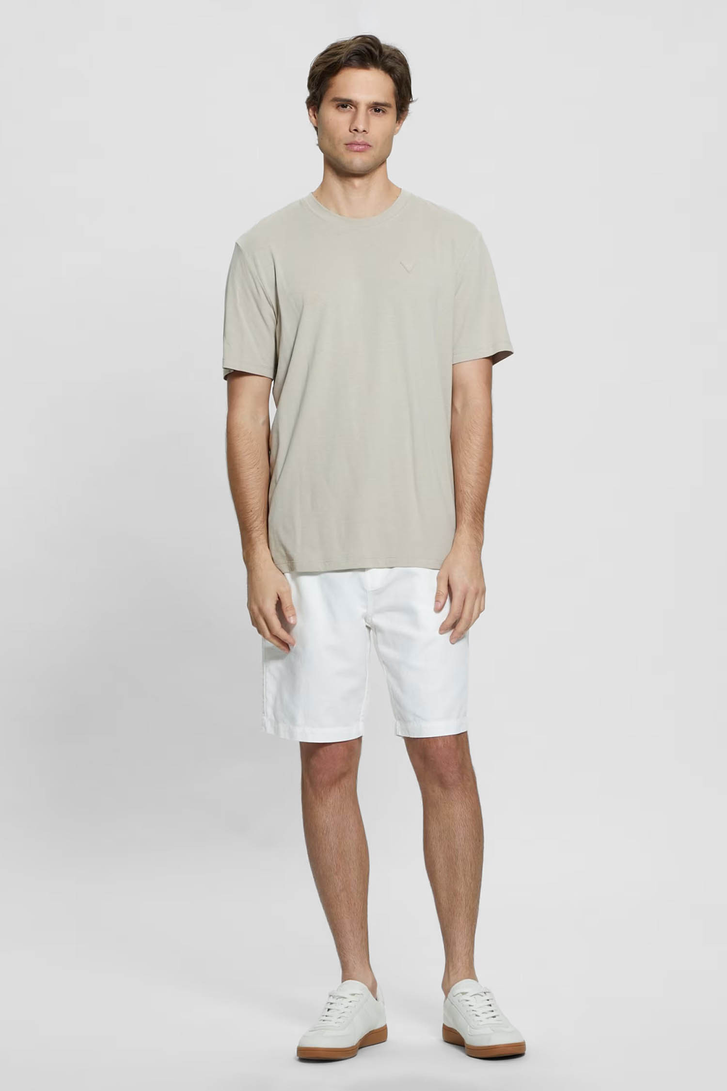 Мужские белые льняные шорты Guess M4GB59.WG8B0;G018