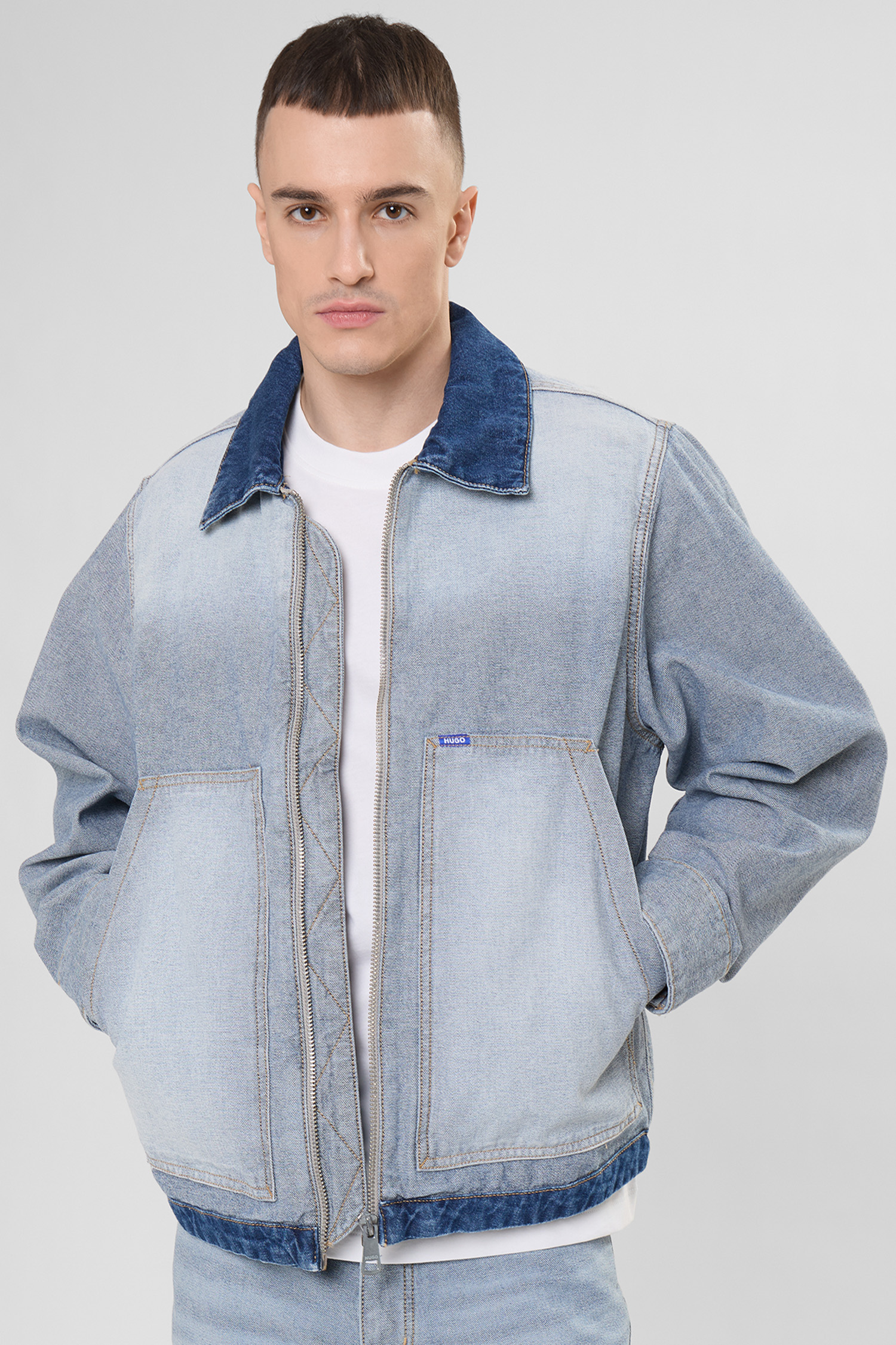 Чоловіча блакитна джинсова куртка HUGO BLUE 50553455;459
