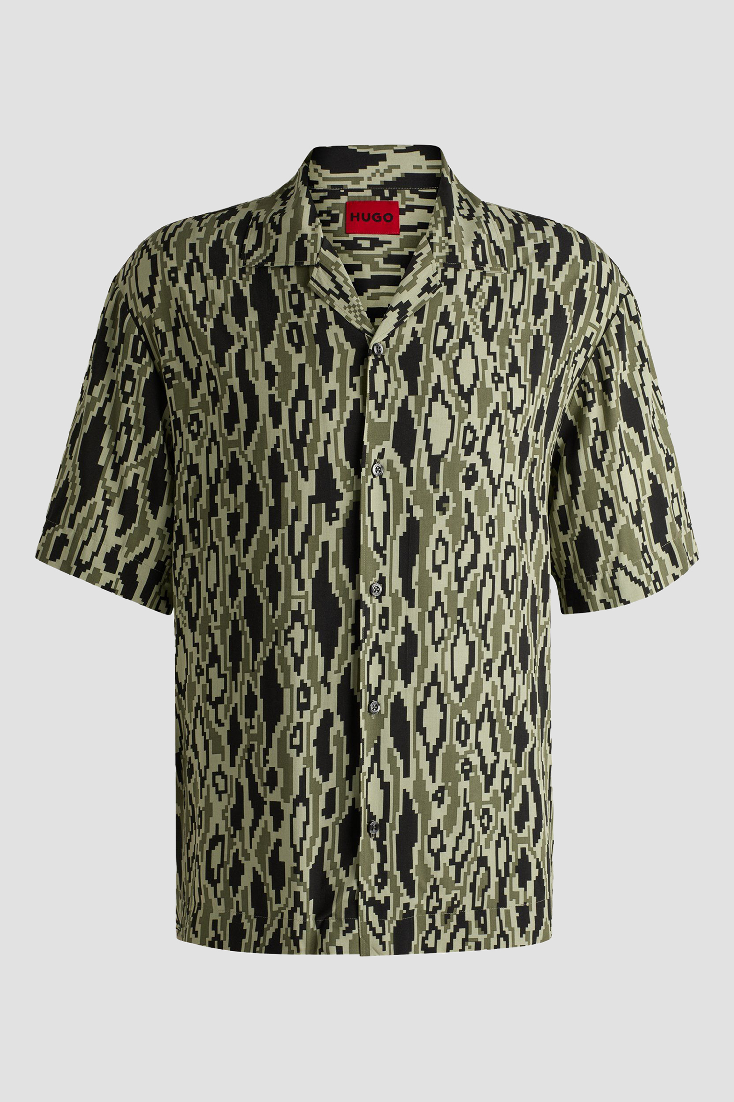 Мужская оливковая рубашка с узором HUGO 50539338;391