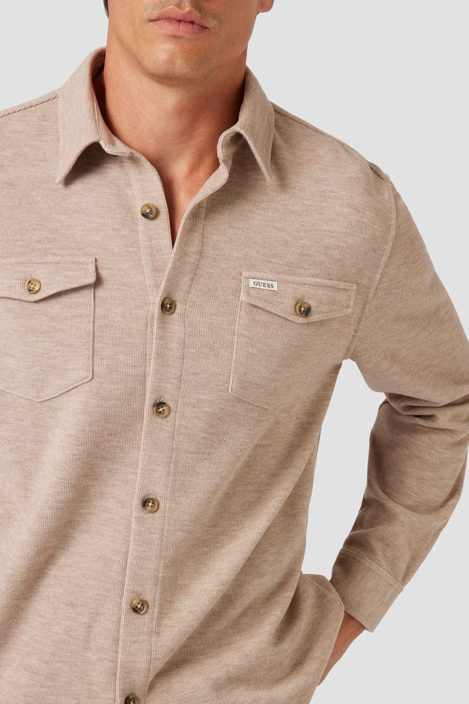 Чоловіча бежева вельветова сорочка Guess M4BH61.WGKE0;H155