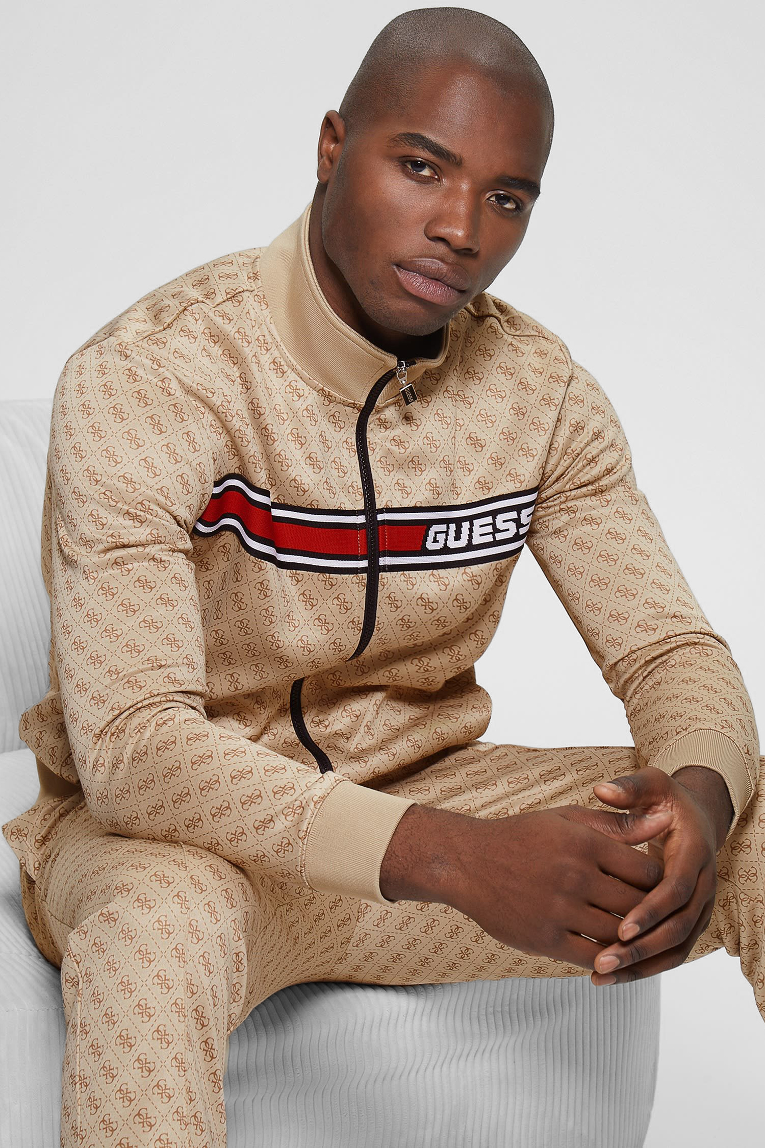 Чоловіча бежева спортивна кофта з візерунком Guess Z2BQ06.FL04Q;P13W