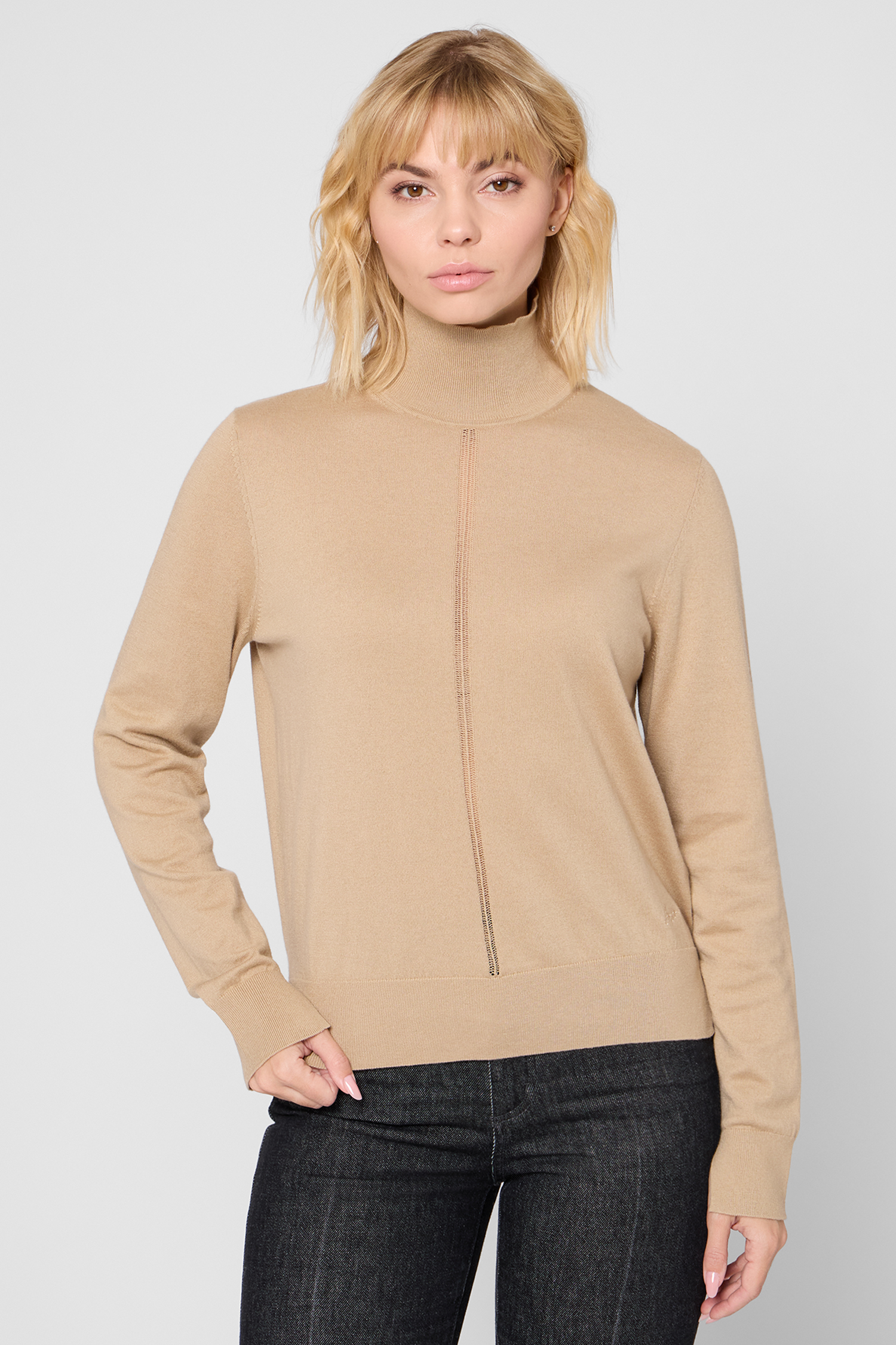 Женский бежевый шерстяной гольф BOSS 50551356;222