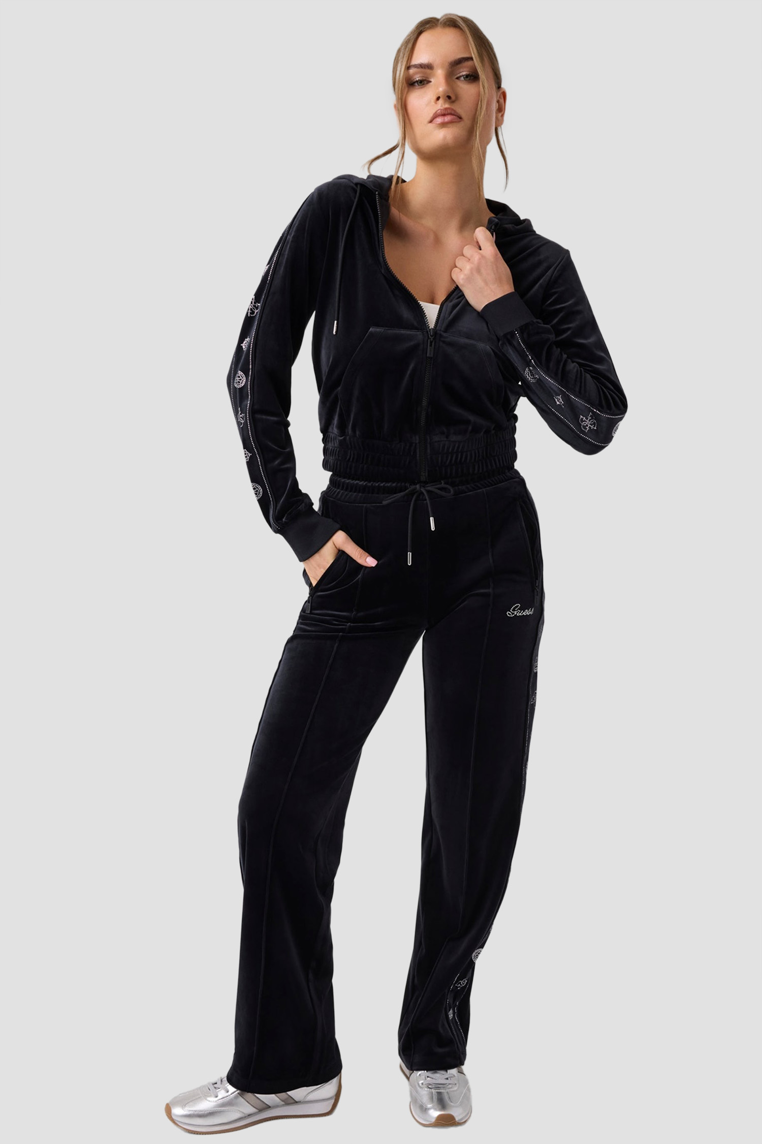 Женская черная кофта на молнии Guess V6BQ07.K6301;JBLK