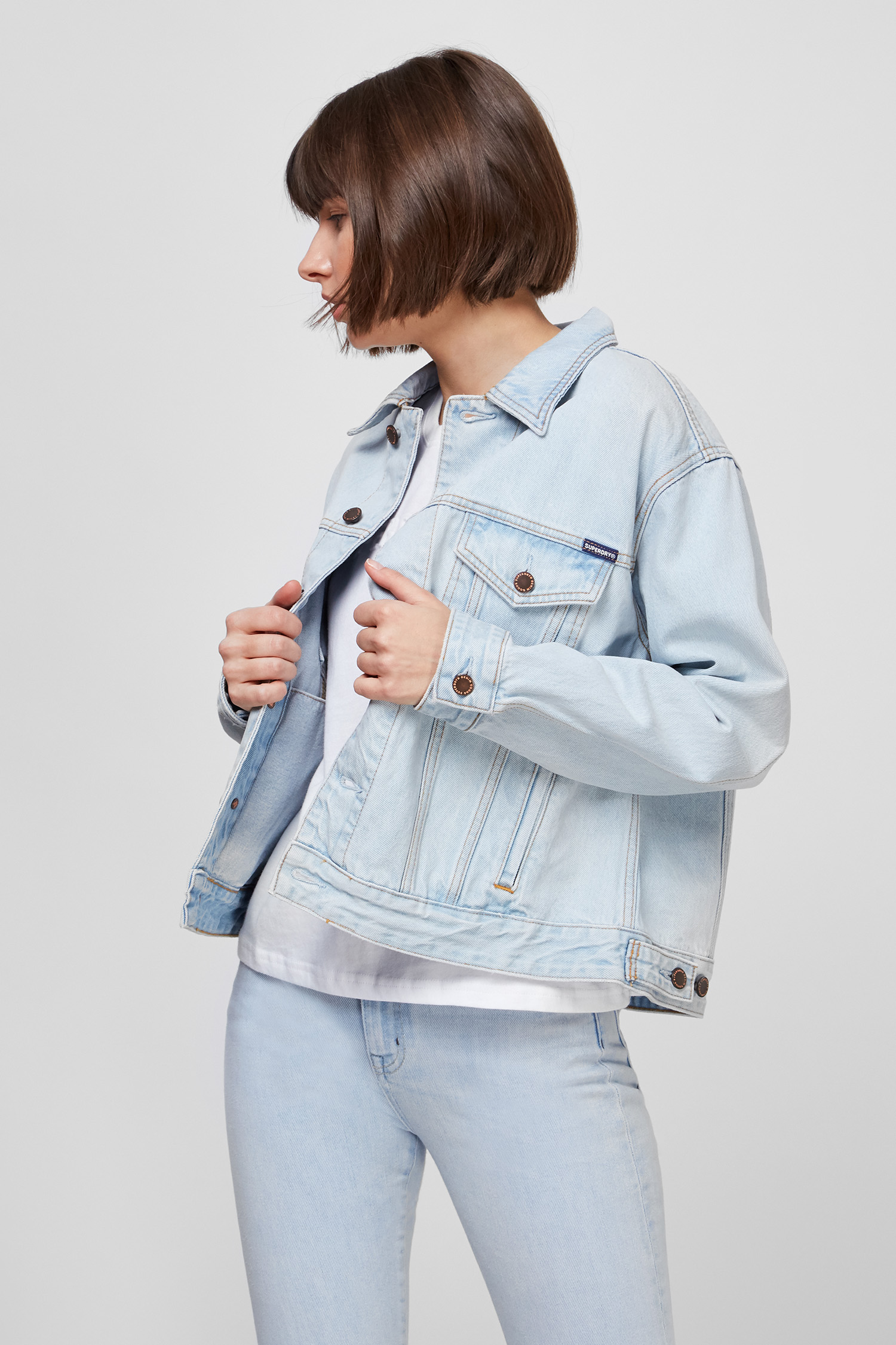 Жіноча блакитна джинсова куртка SuperDry W5010139A;4HS