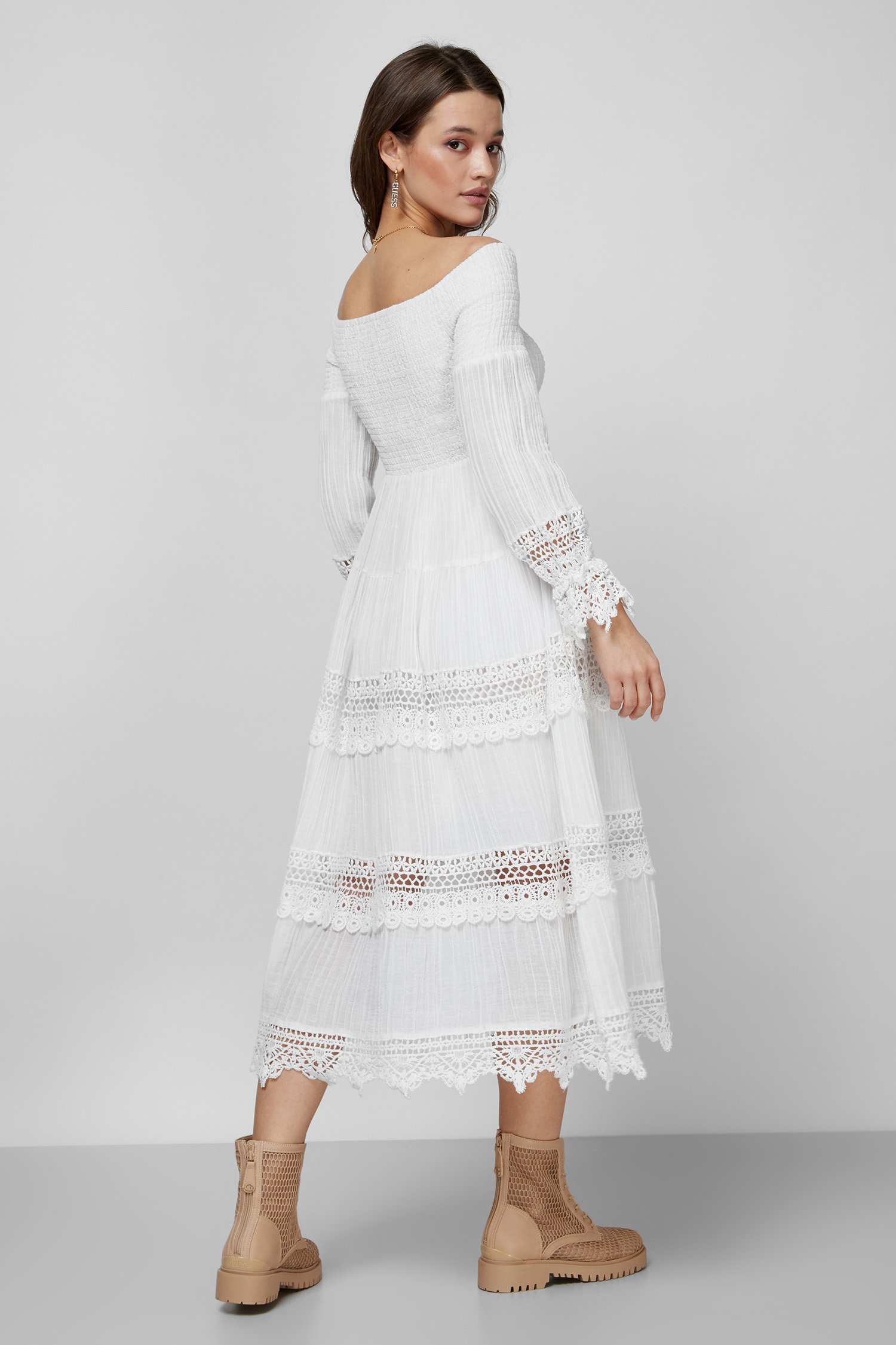 Жіноча біла сукня Guess W1YK11.RE340;G011