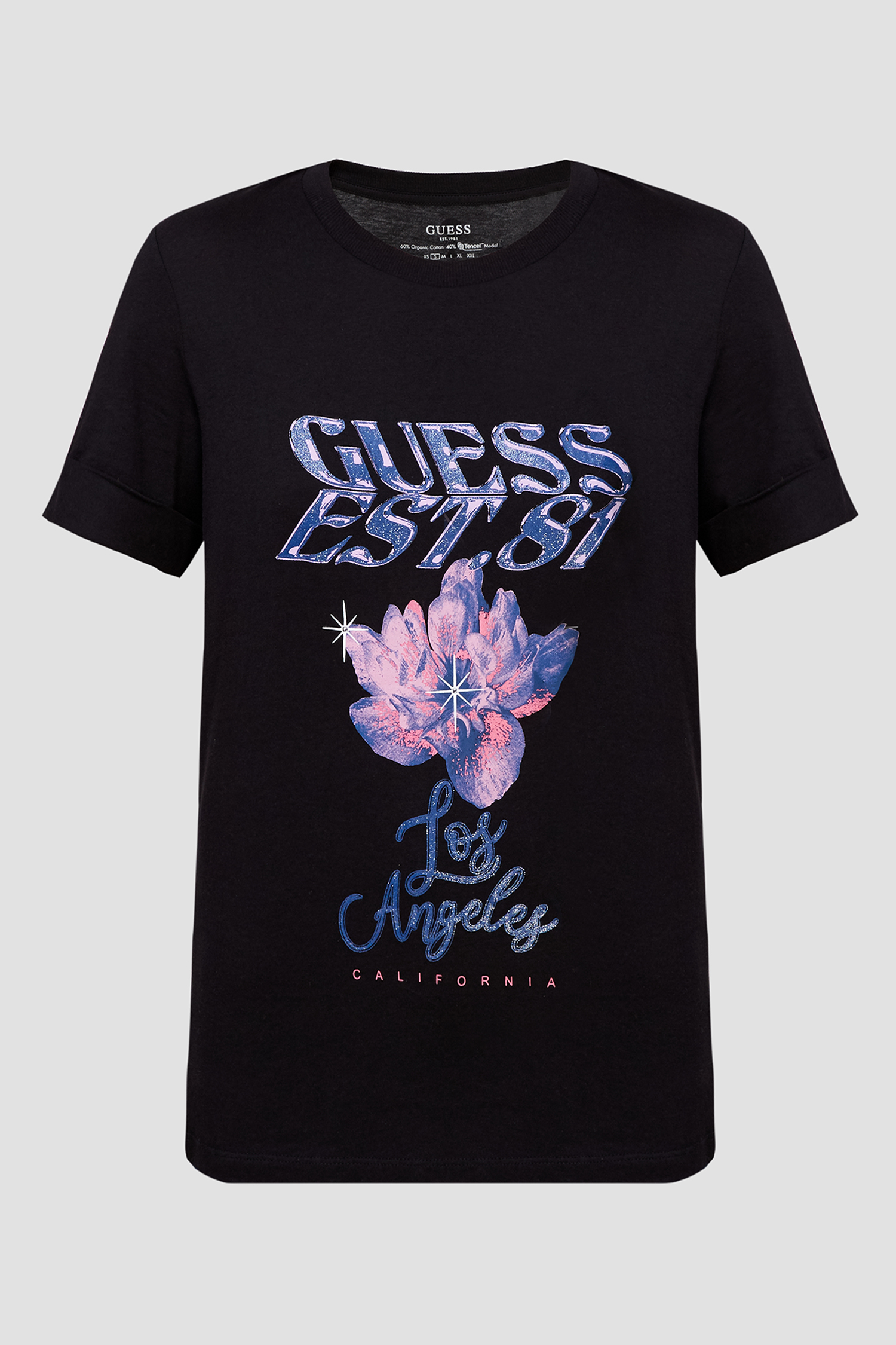Жіноча чорна футболка Guess W2RI13.K9RV0;JBLK