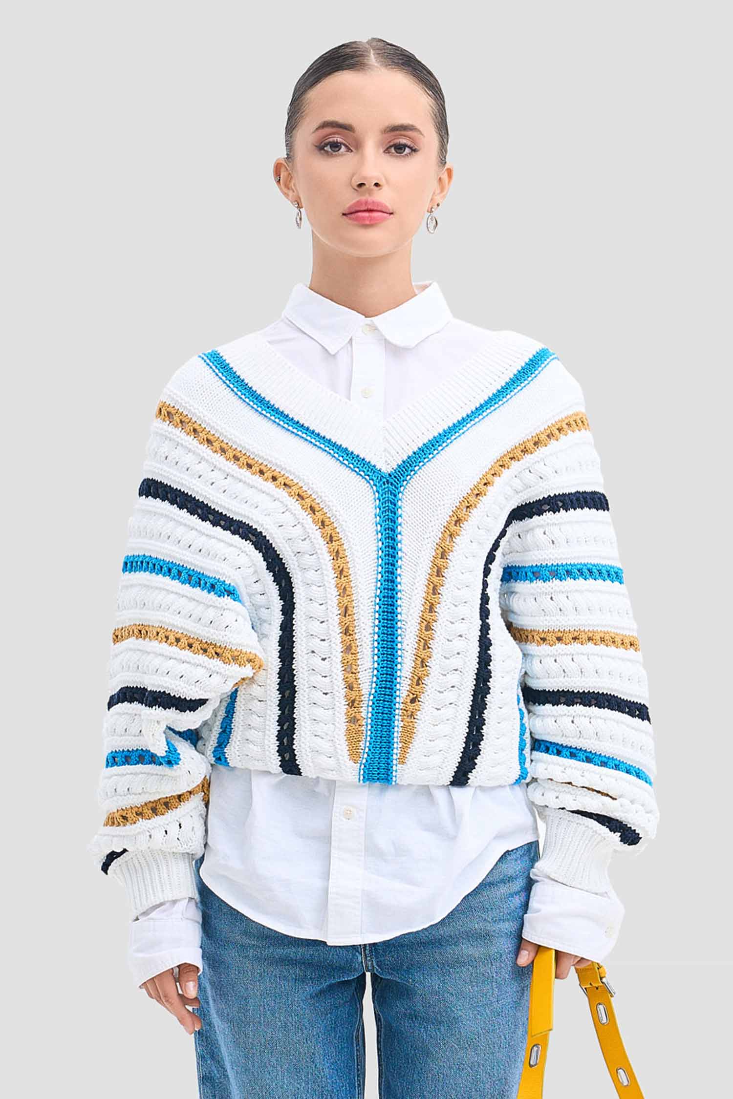 Жіночий білий светр у смужку BOSS 50493888;962