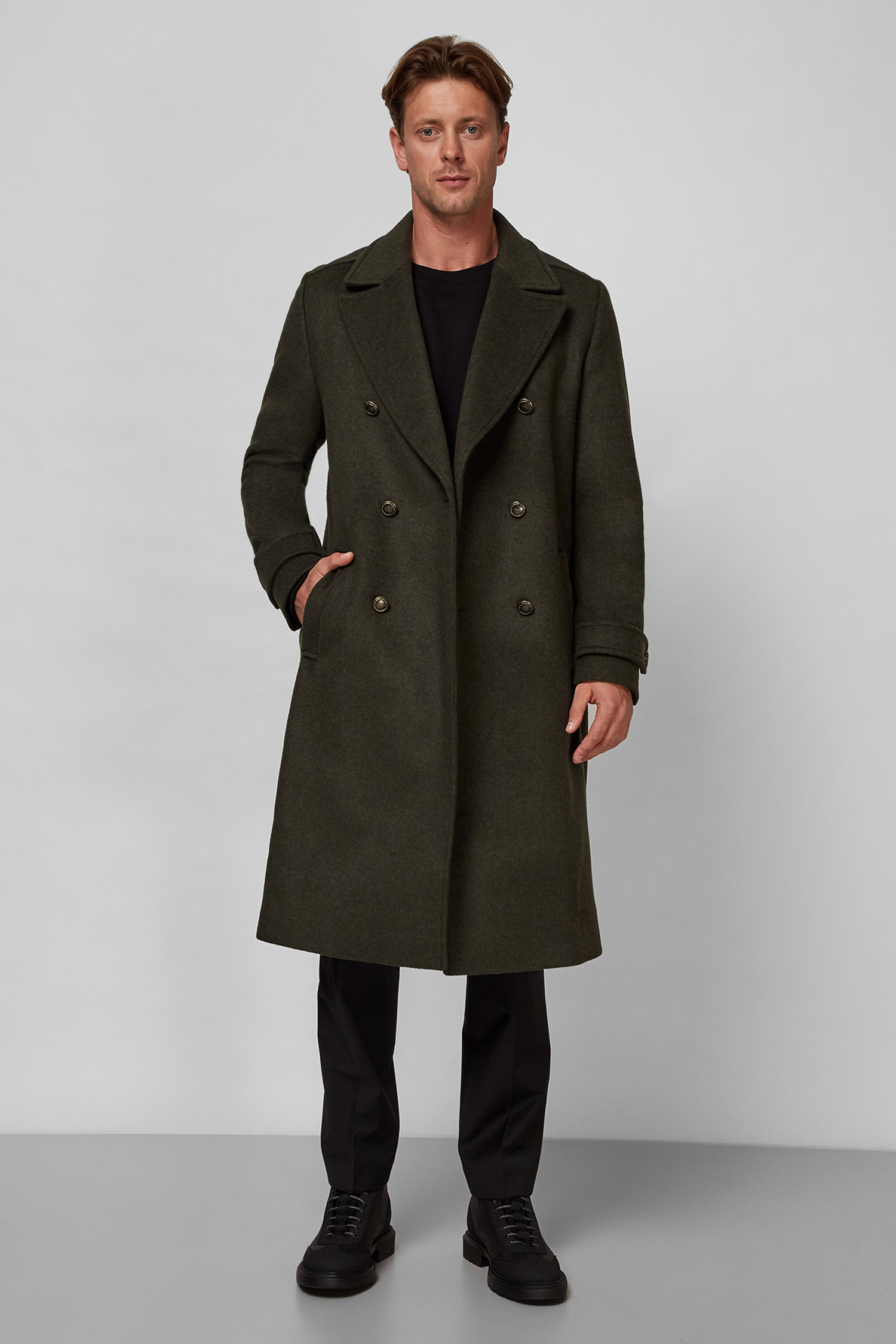 Чоловіче зелене вовняне пальто HUGO 50459165;304