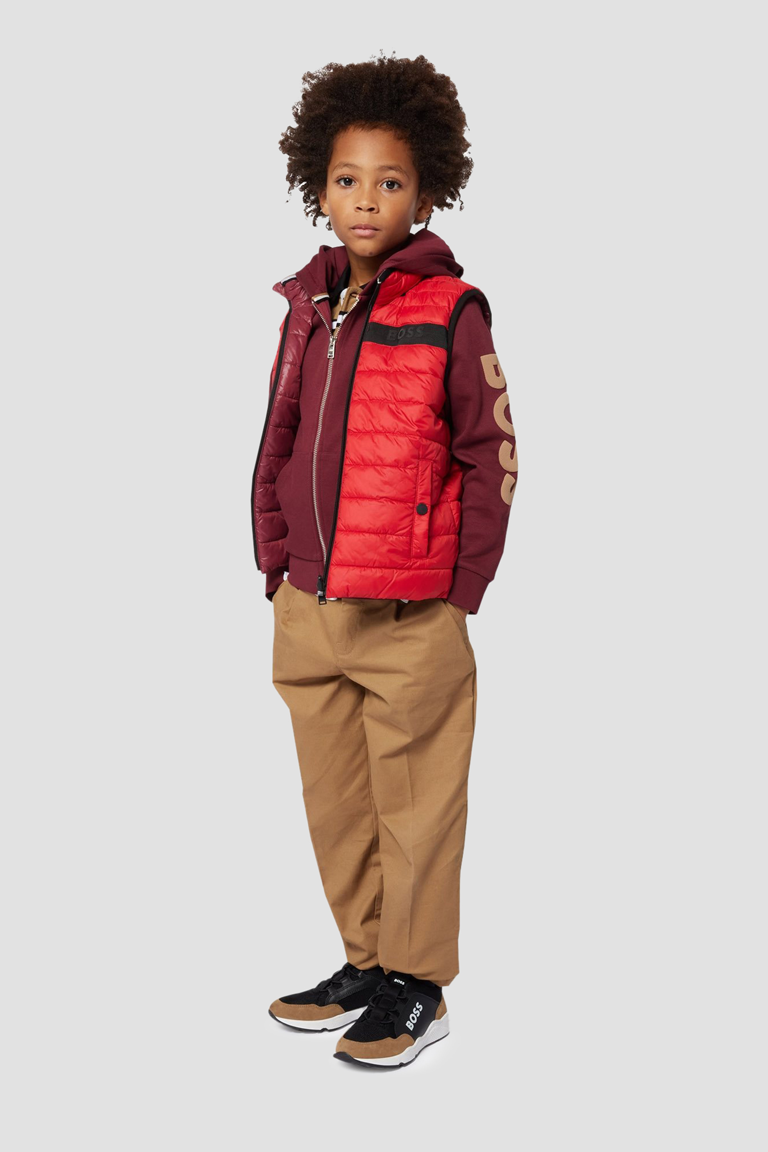 Дитяча бордова кофта на блискавці BOSS kids J51127;95L