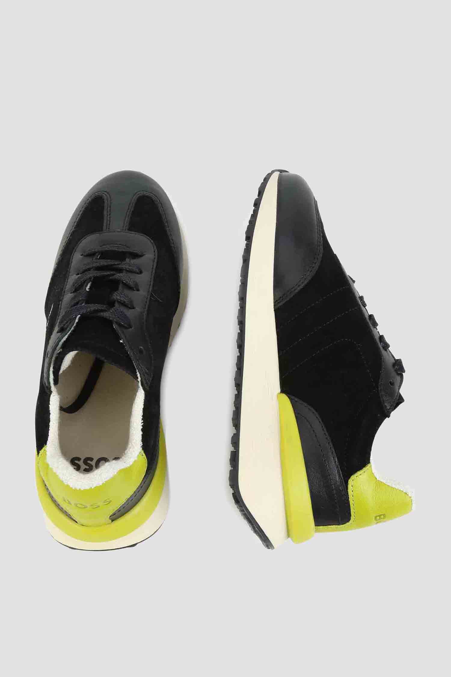 Дитячі чорні шкіряні кросівки BOSS kids J29352;09B