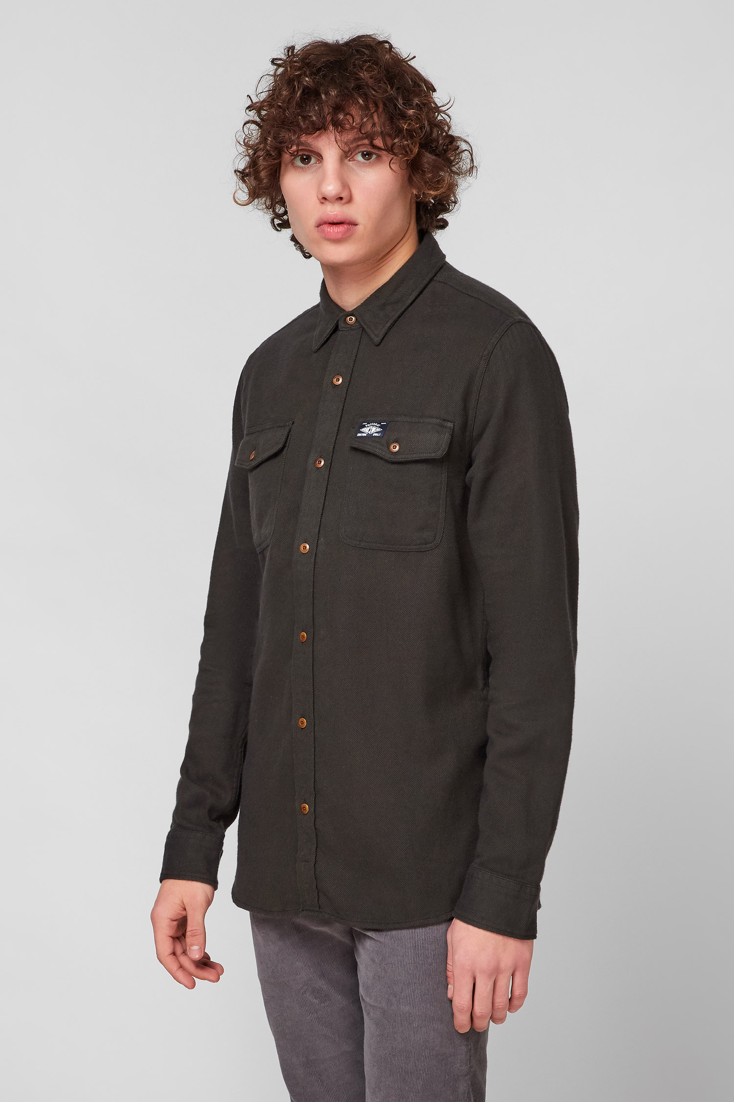 Мужская темно-зеленая рубашка SuperDry M4010480A;LO3 — Ultrashop