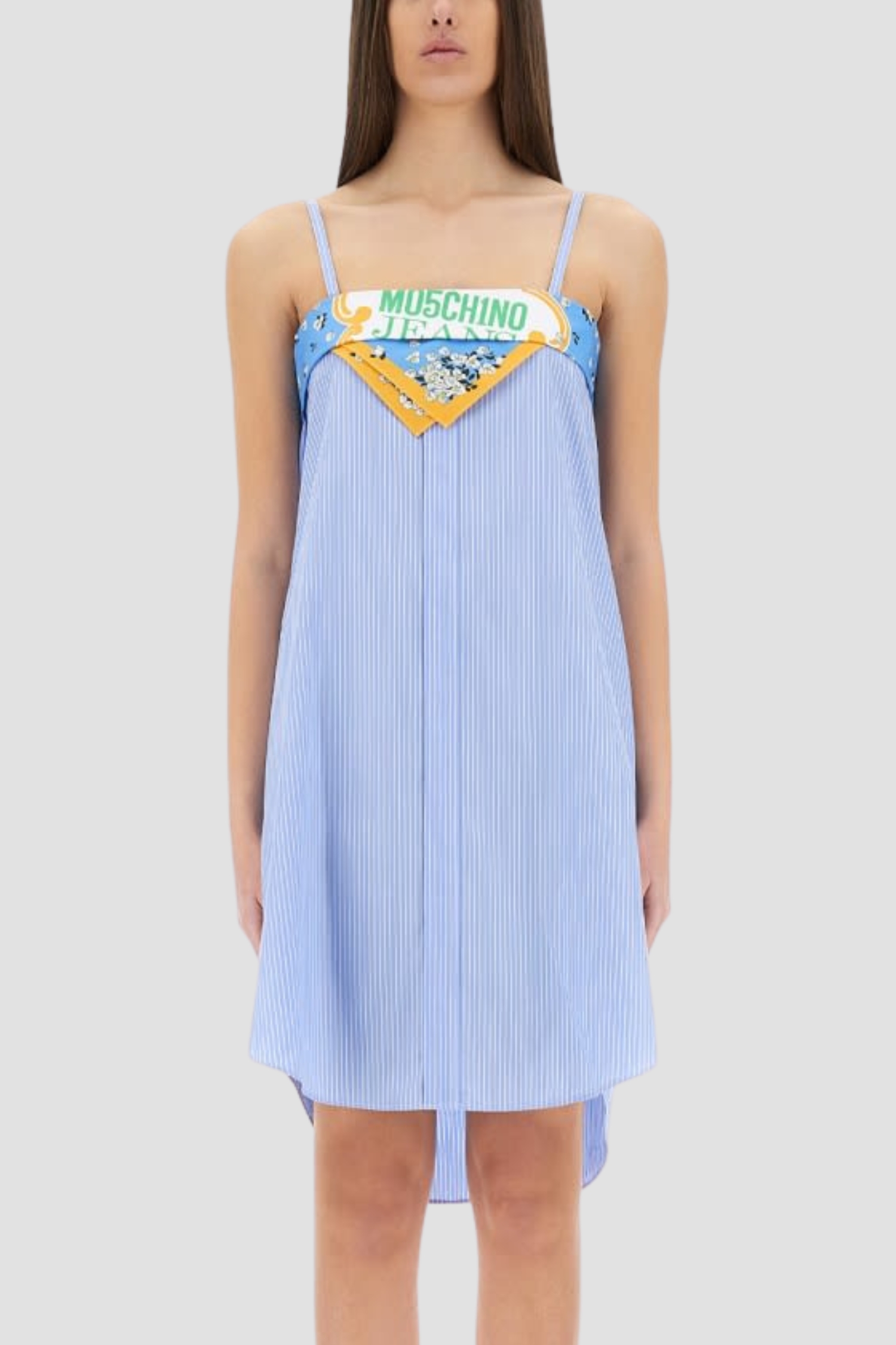 Женский голубой сарафан в полоску Moschino A0468.3725;1303