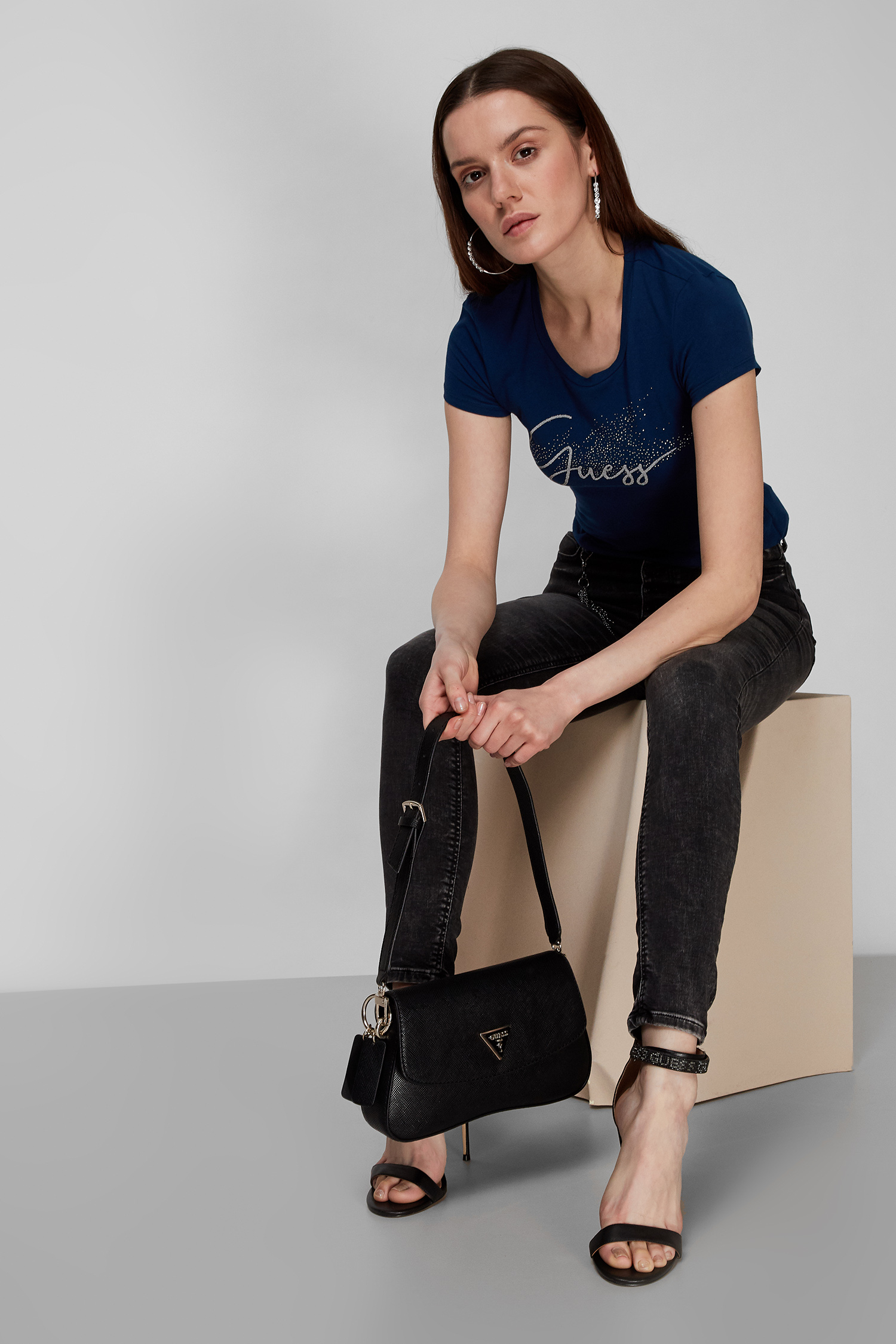 Женская синяя футболка Guess W2RI04.J1300;G7HR