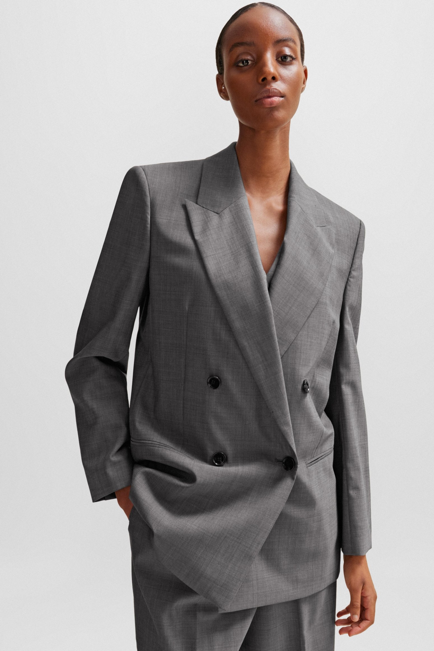 Женский серый шерстяной жакет BOSS 50505587;960