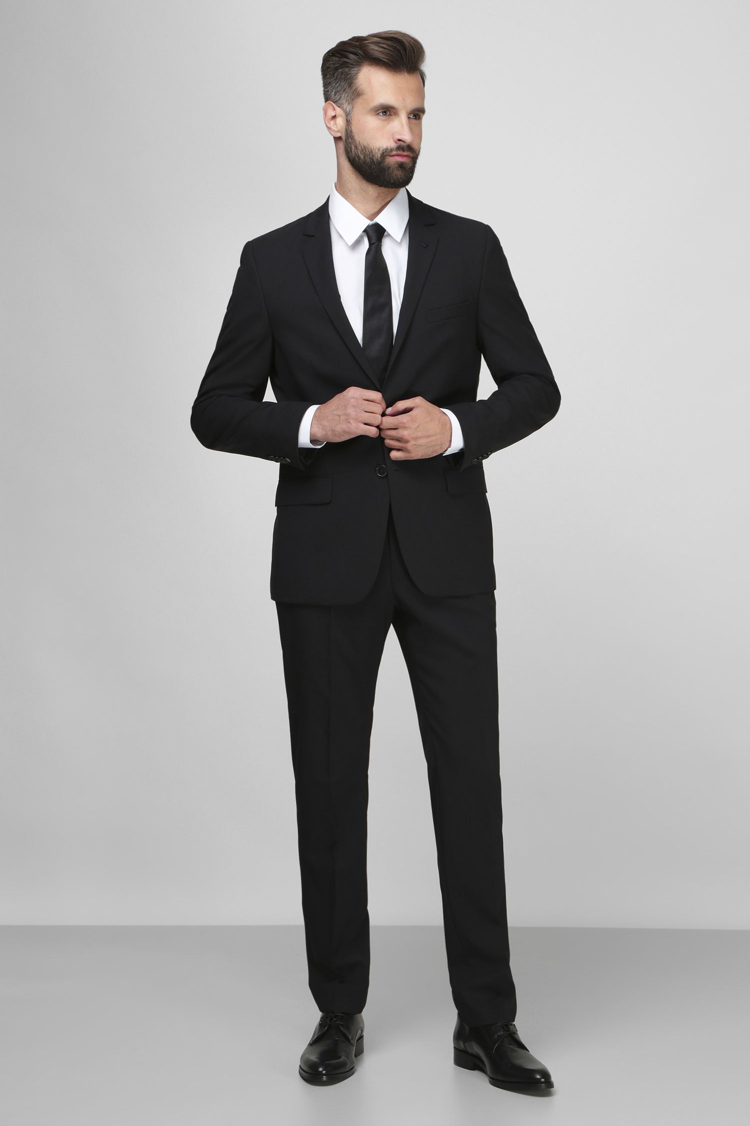 Мужской черный шерстяной костюм (пиджак, брюки) Karl Lagerfeld 500099.155200К;990