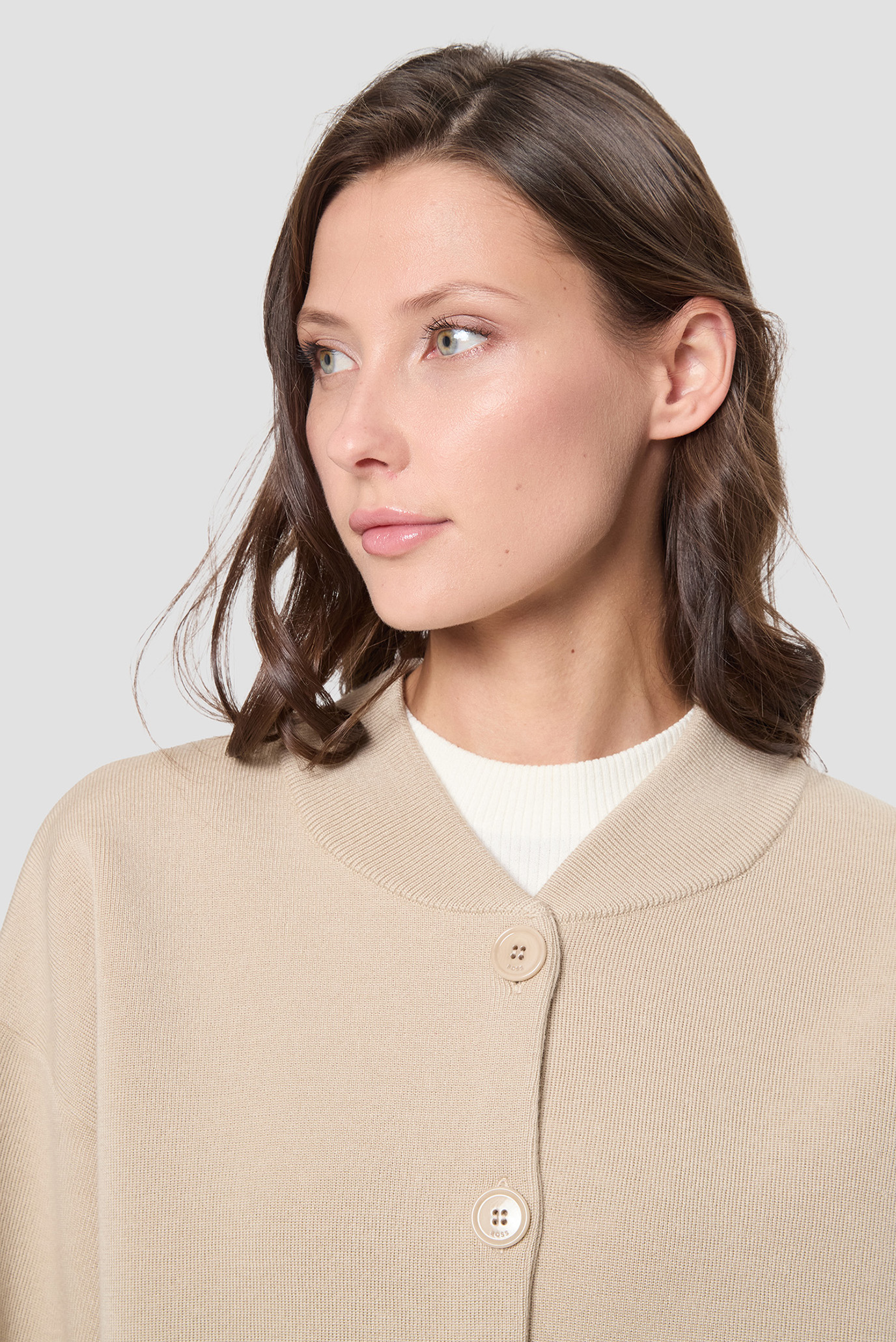 Женский бежевый шерстяной кардиган BOSS 50543544;275