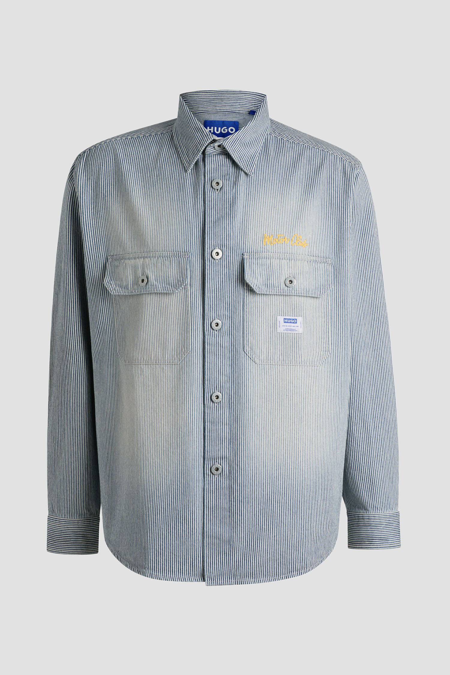 Мужская джинсовая рубашка в полоску HUGO BLUE 50539045;439